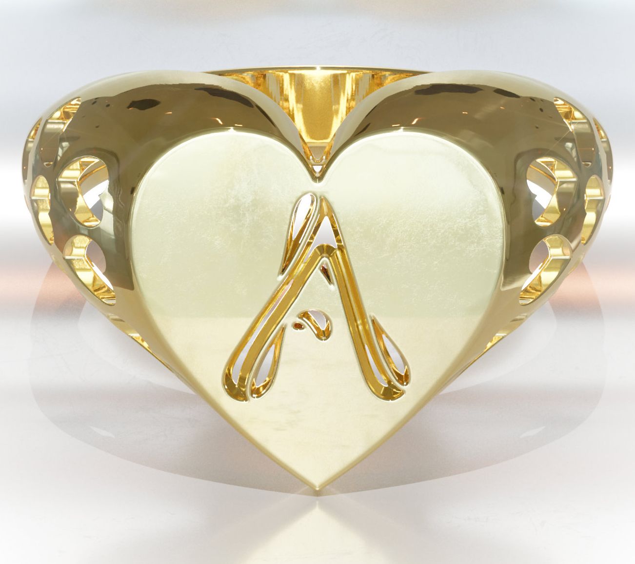 Heights Jewelers 14K Gold Plated Initial HeartSignet Ring