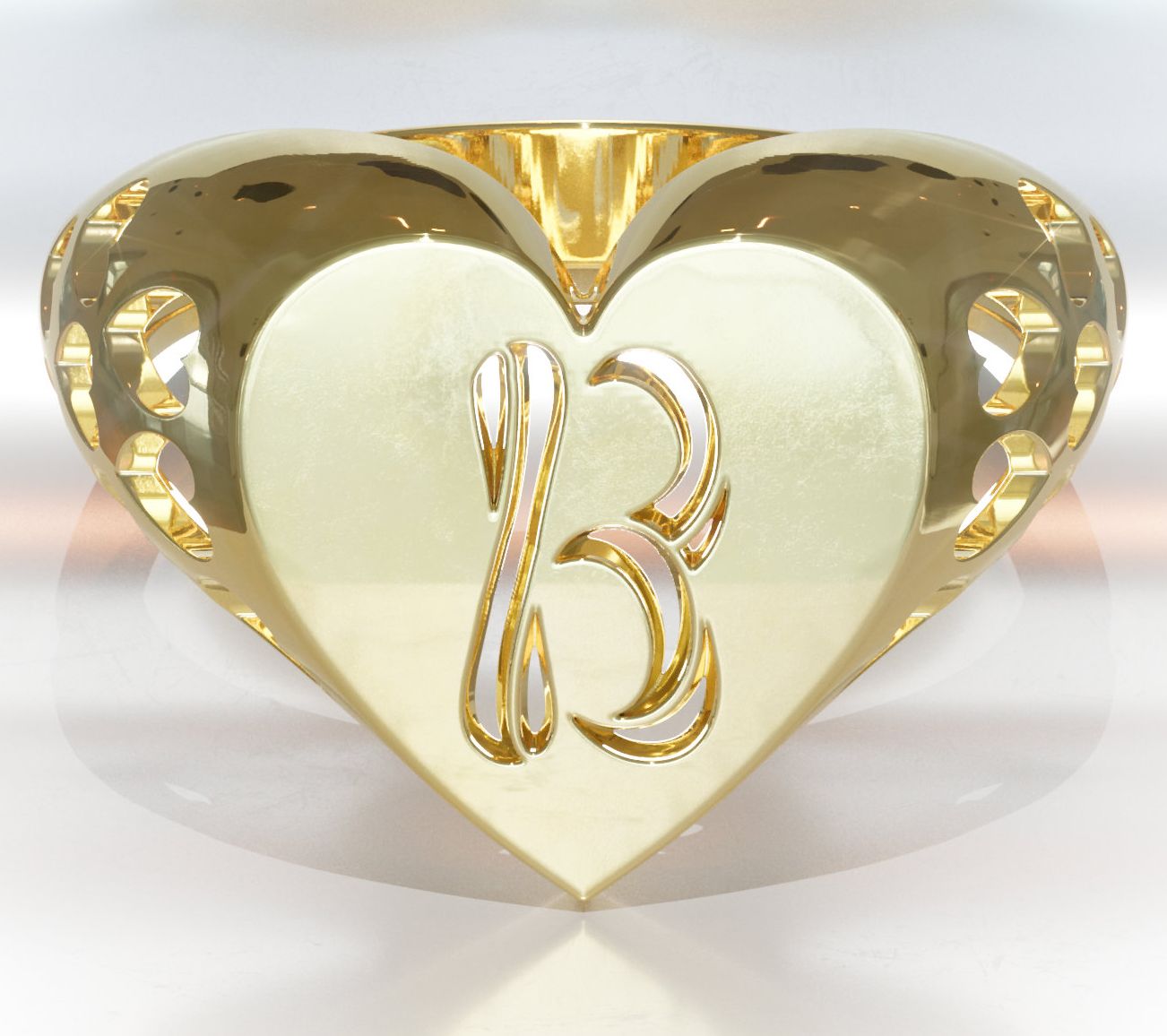 Heights Jewelers 14K Gold Plated Initial HeartSignet Ring