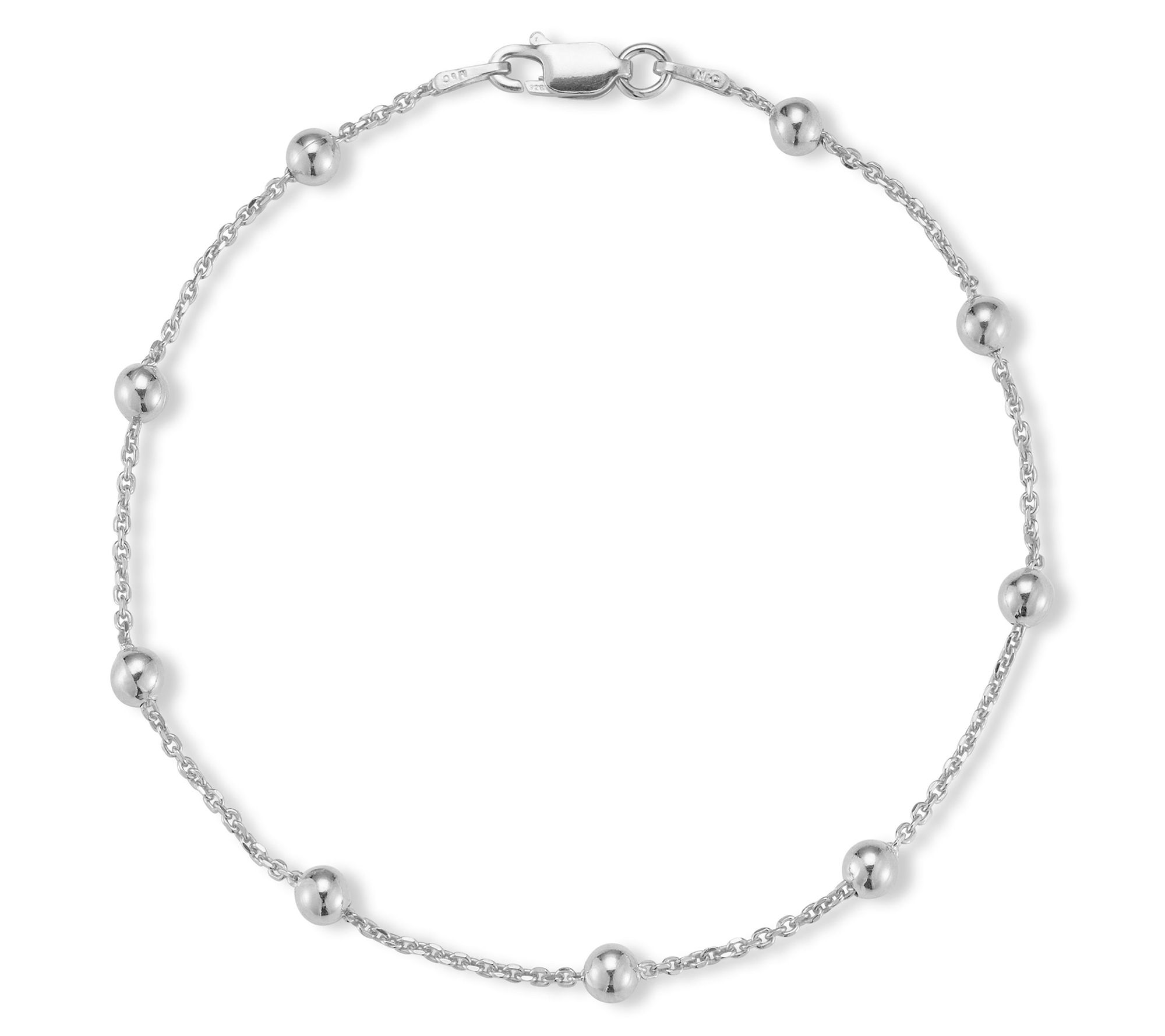 Italian Silver 4mm Ball 10" Chain Ankle Bracelet, Sterling