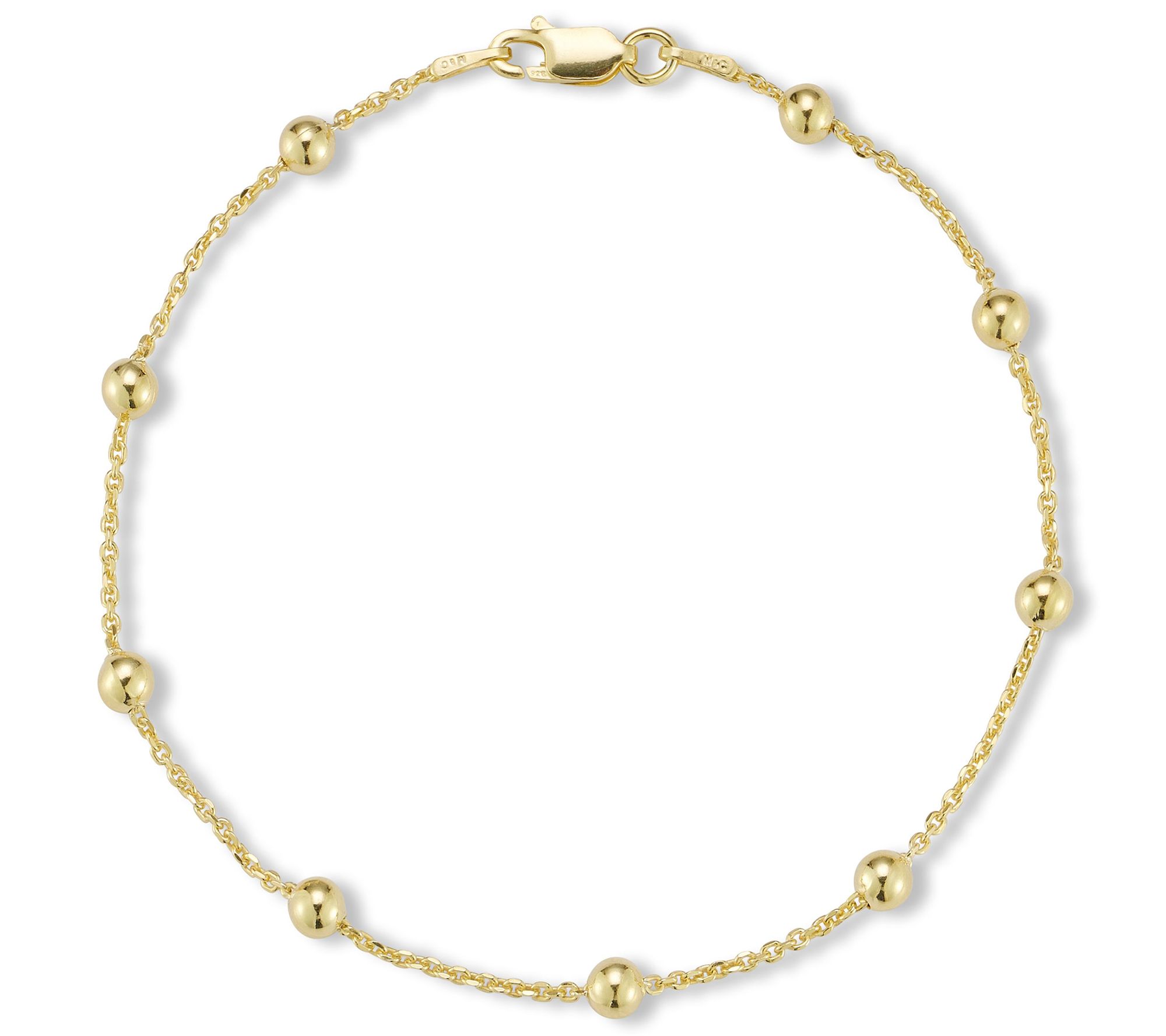 Italian Silver 4mm Ball 10" Chain Ankle Bracelet, Sterling