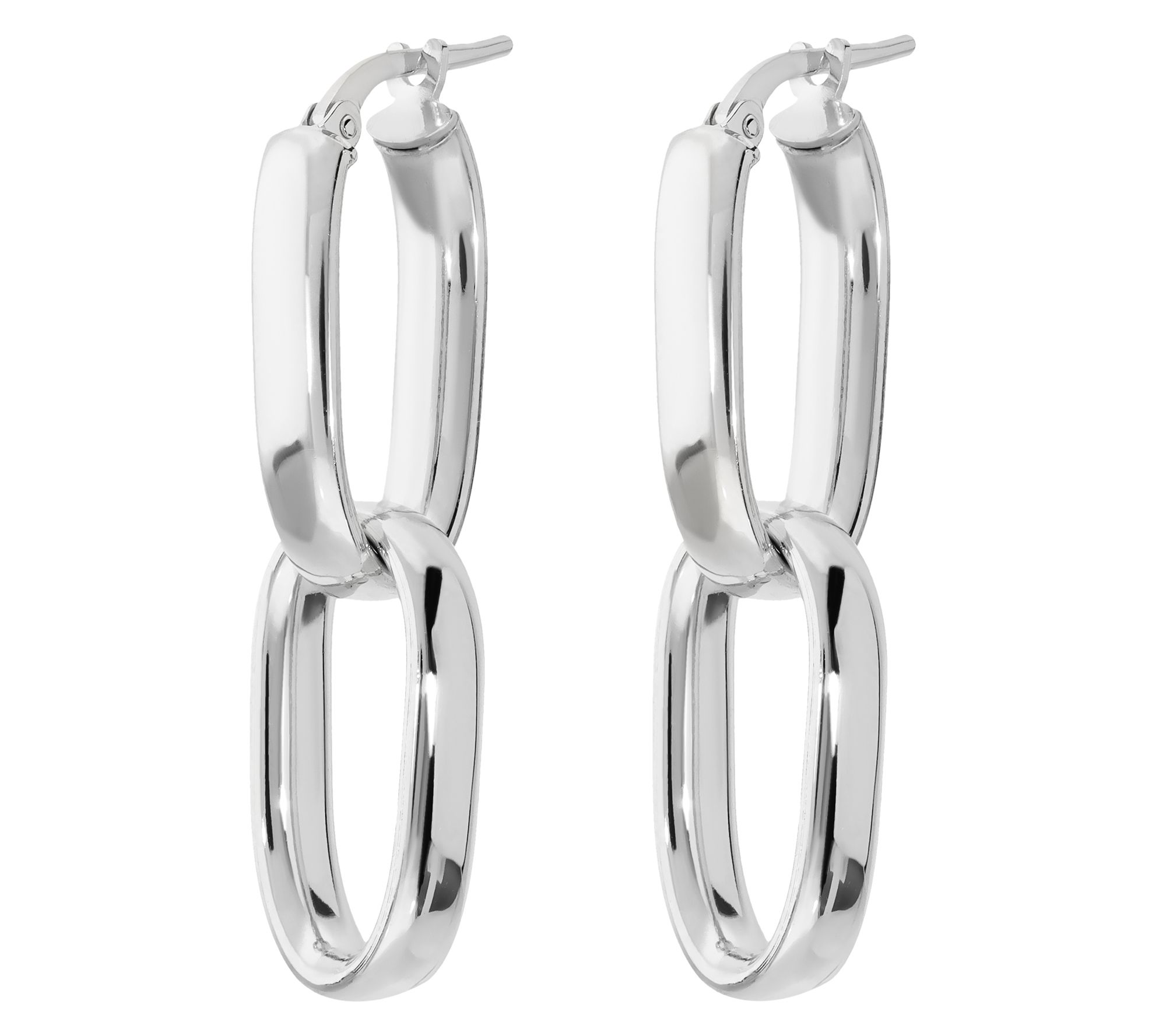 Louis Dell'Olio Sterling Polished Double Oval Dangle Earrings