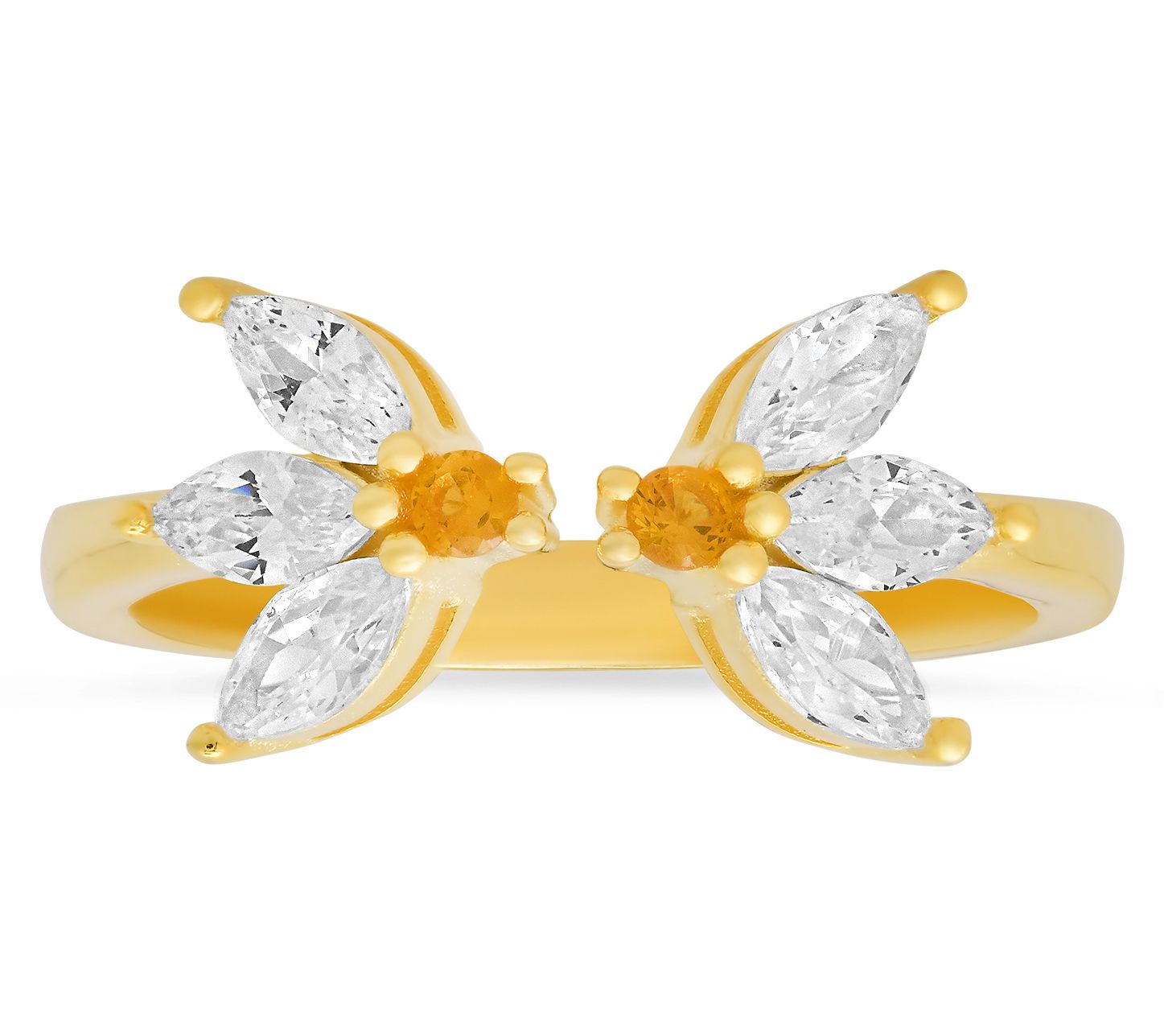 Diamonique Goldtone Bumble Bee Bypass Ring, Sterling Silver