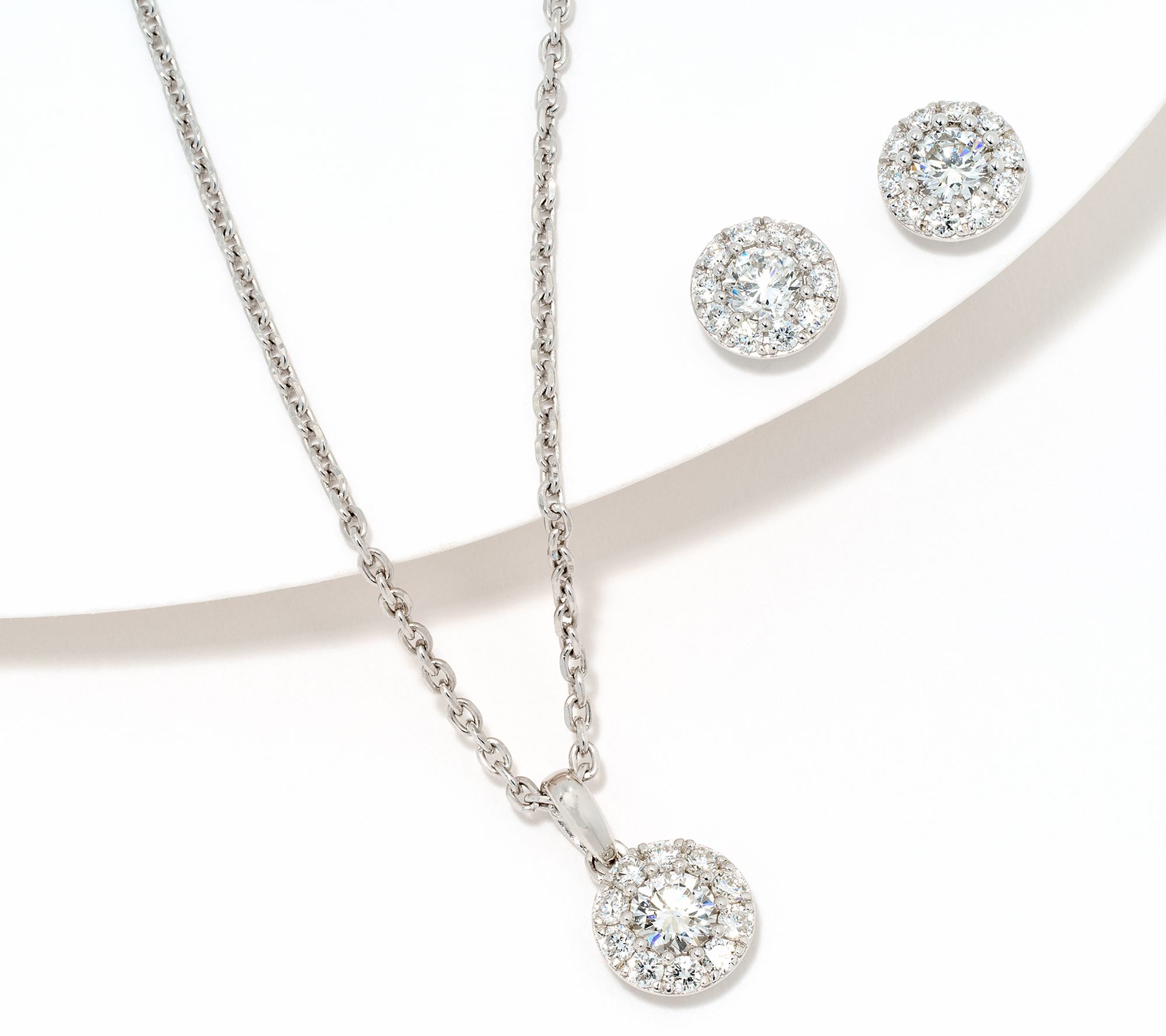 "As Is" Fire Light Lab Grown Diamond Pendant & Earring 1.00 Set, Sterl