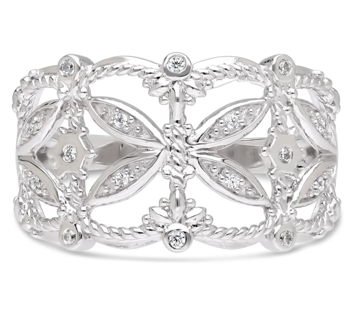 Ariva Sterling Silver Diamonique Gilded Open Band Ring