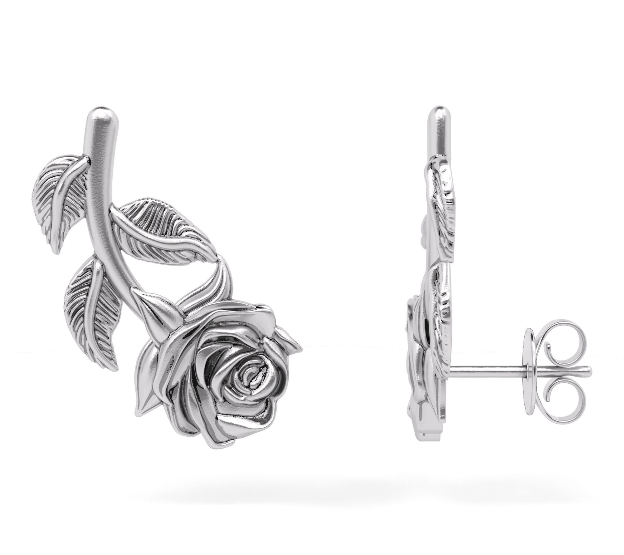 Or Paz Sterling Silver Elongated Rose Stud Earrings