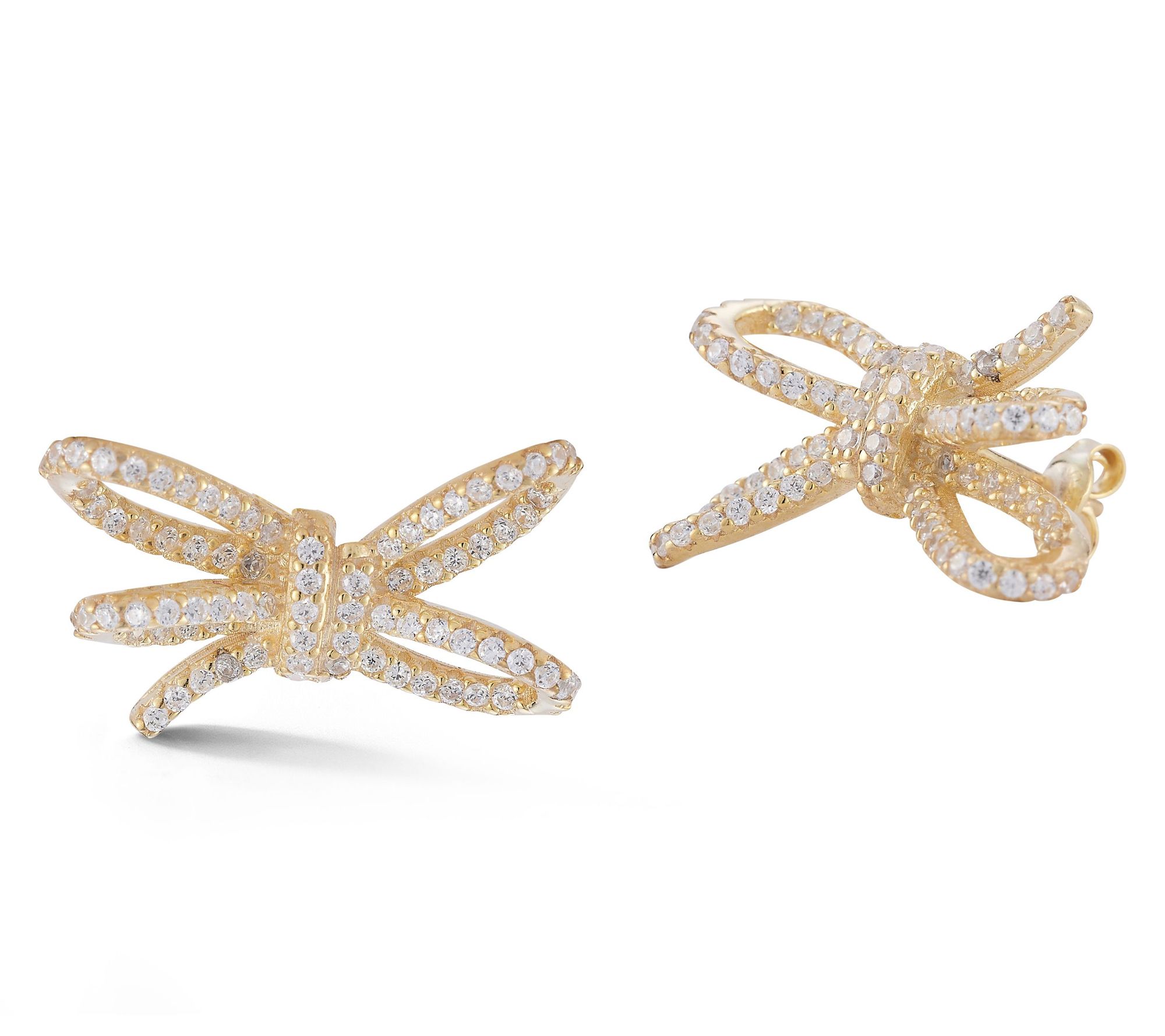 Sterlina Silver Pave Double Knot Stud Earrings,Sterling