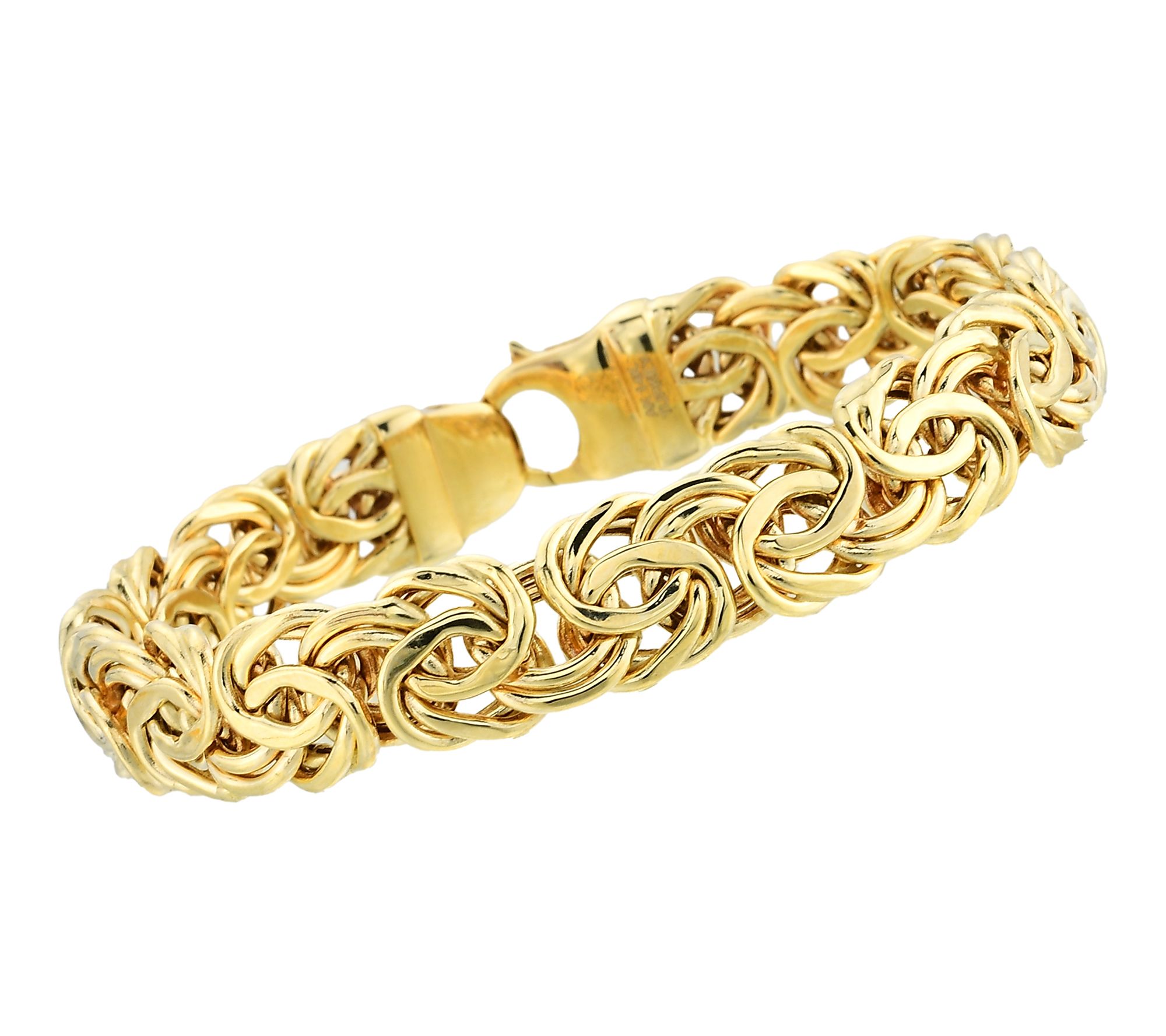 Adorna 14K Gold 10mm Bold Byzantine Chain 8" Bracelet,11.6g