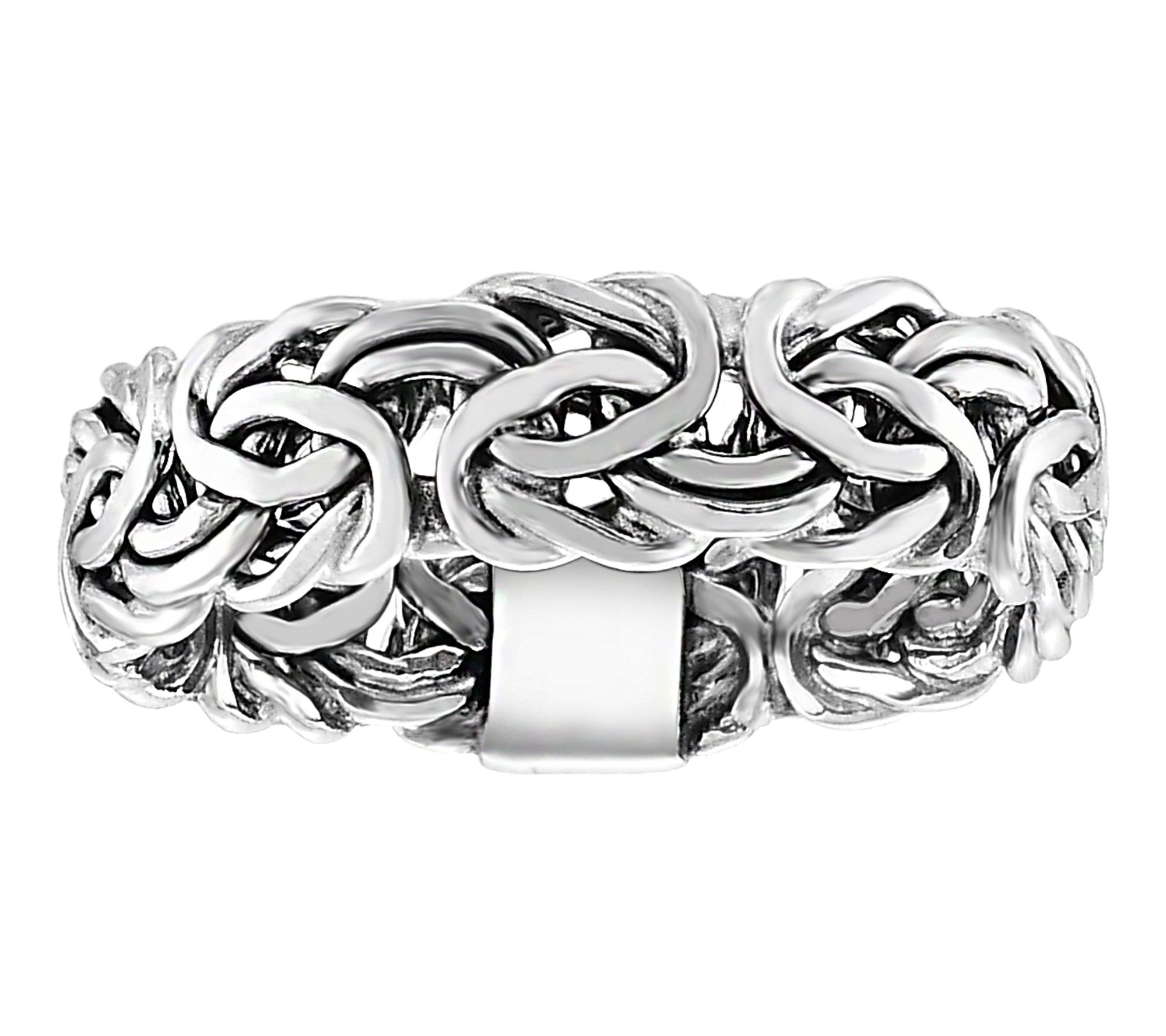 Silver Style Solid Byzantine Polished Band Ring, Sterling