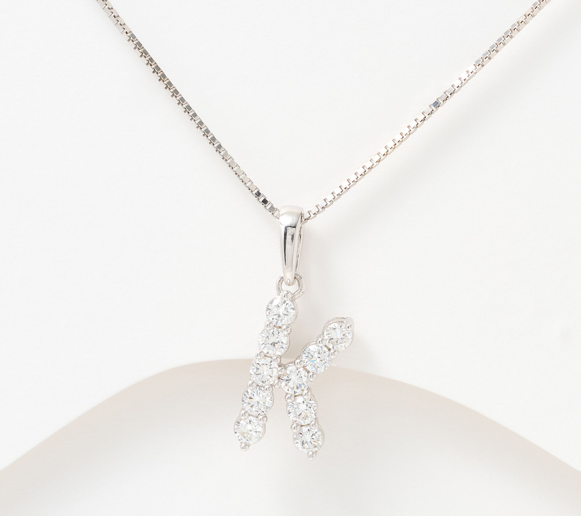 Fire Light Lab Grown Diamond .4 cttw Silver Initial Necklace, Sterl