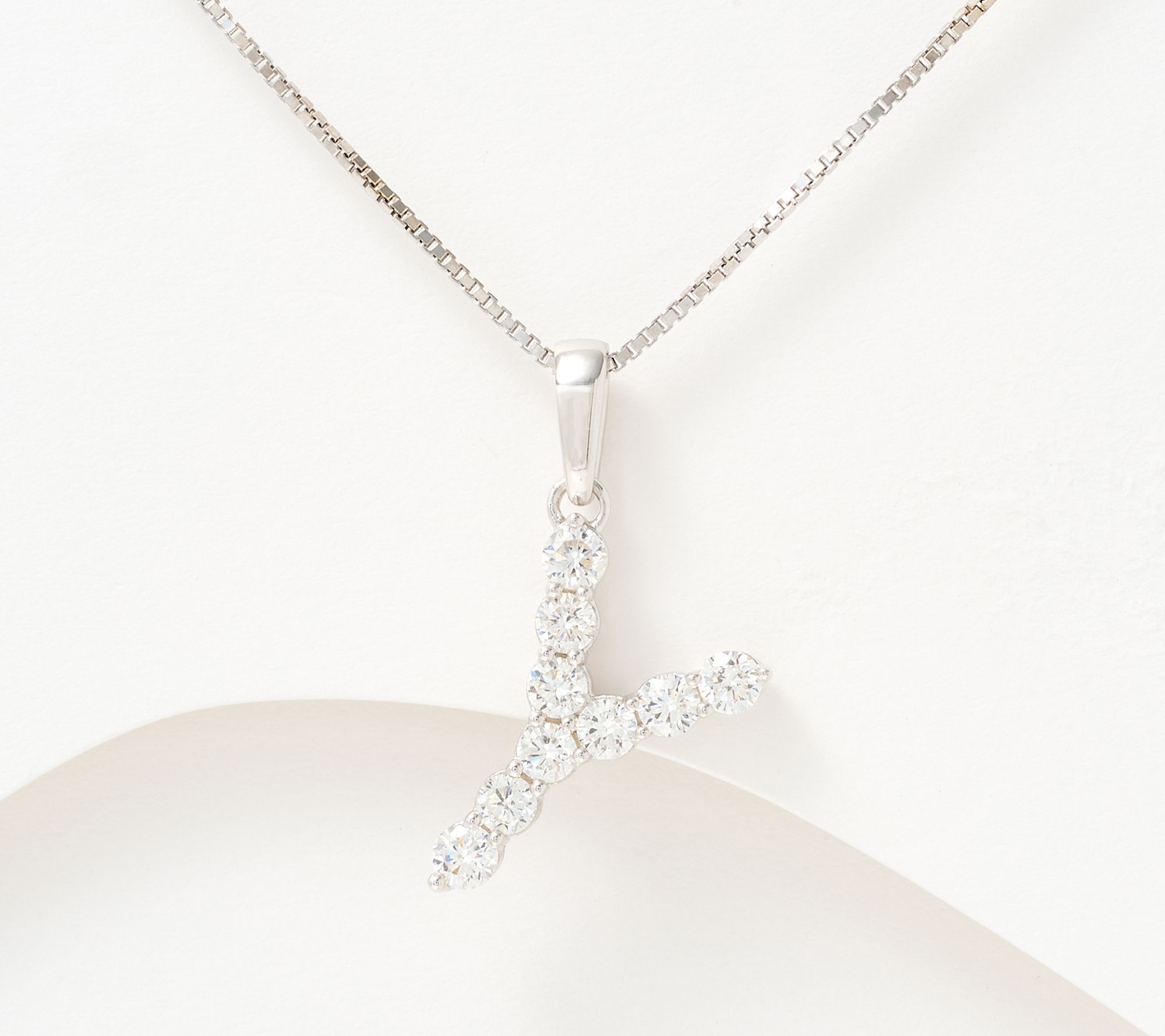 Fire Light Lab Grown Diamond .4 cttw Silver Initial Necklace, Sterl
