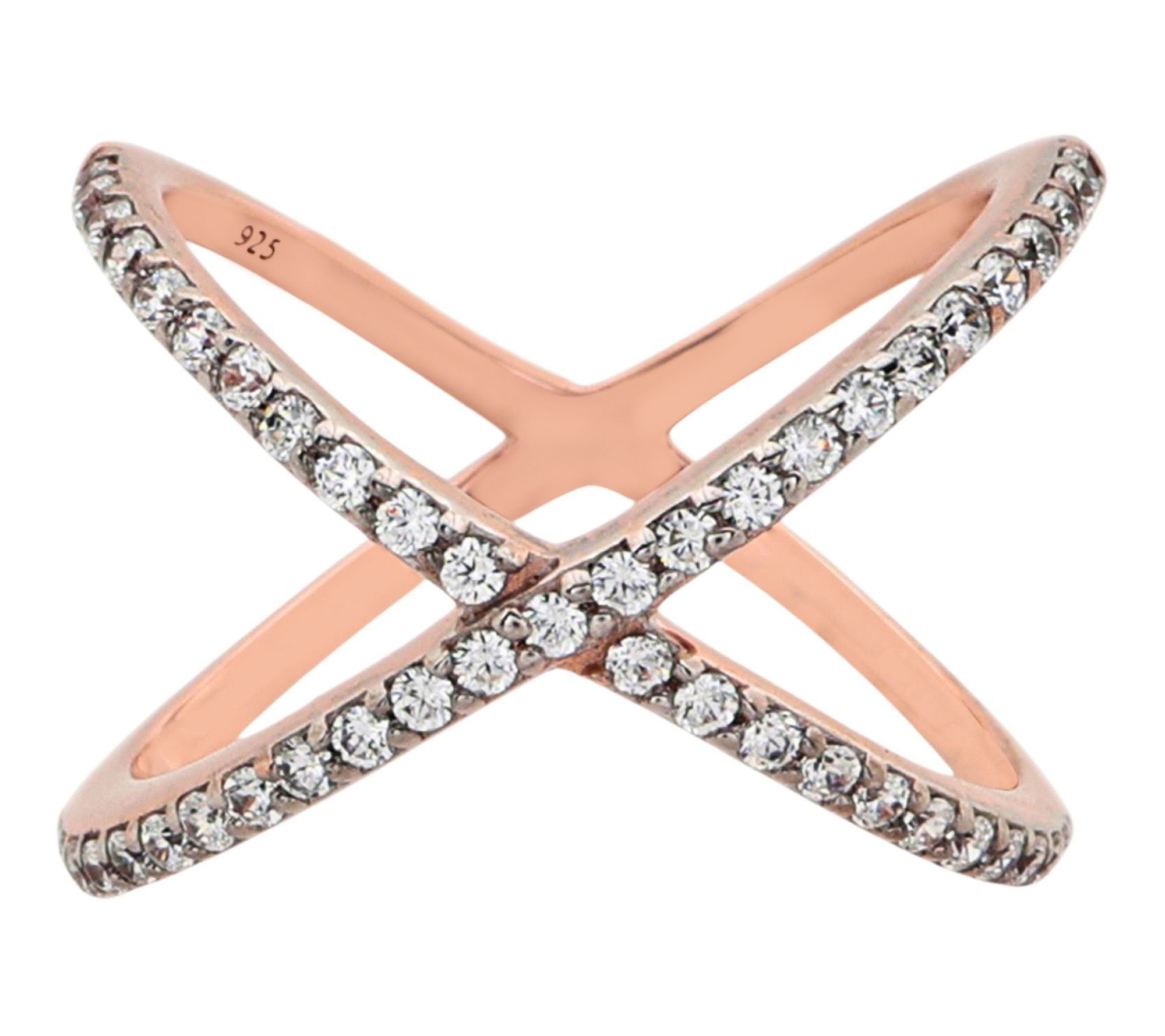 Diamonique 0.70 cttw Cross Over Ring, 14K RoseGold Plated