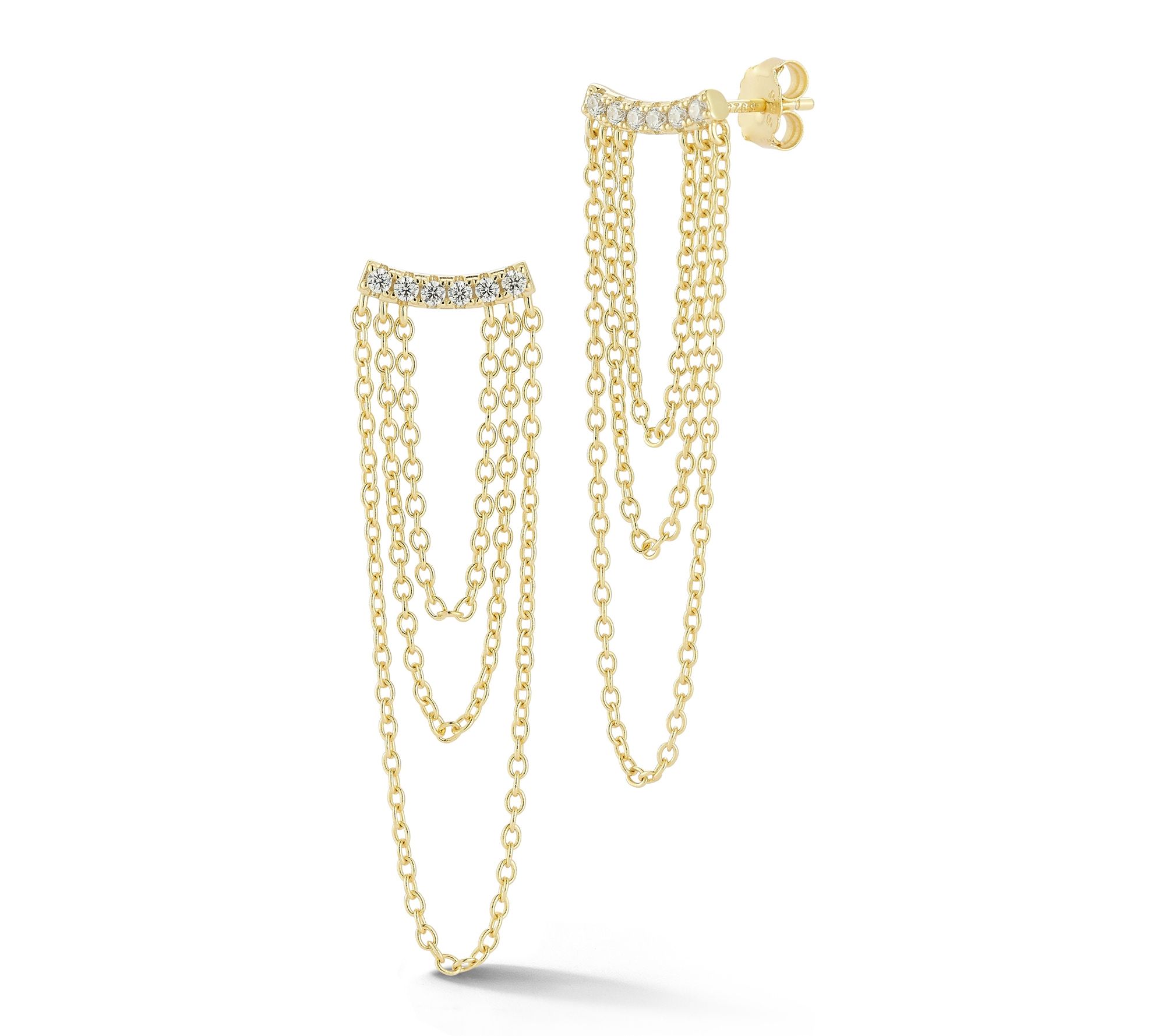 Sterlina Silver Triple Chain Bar Earrings, Sterling