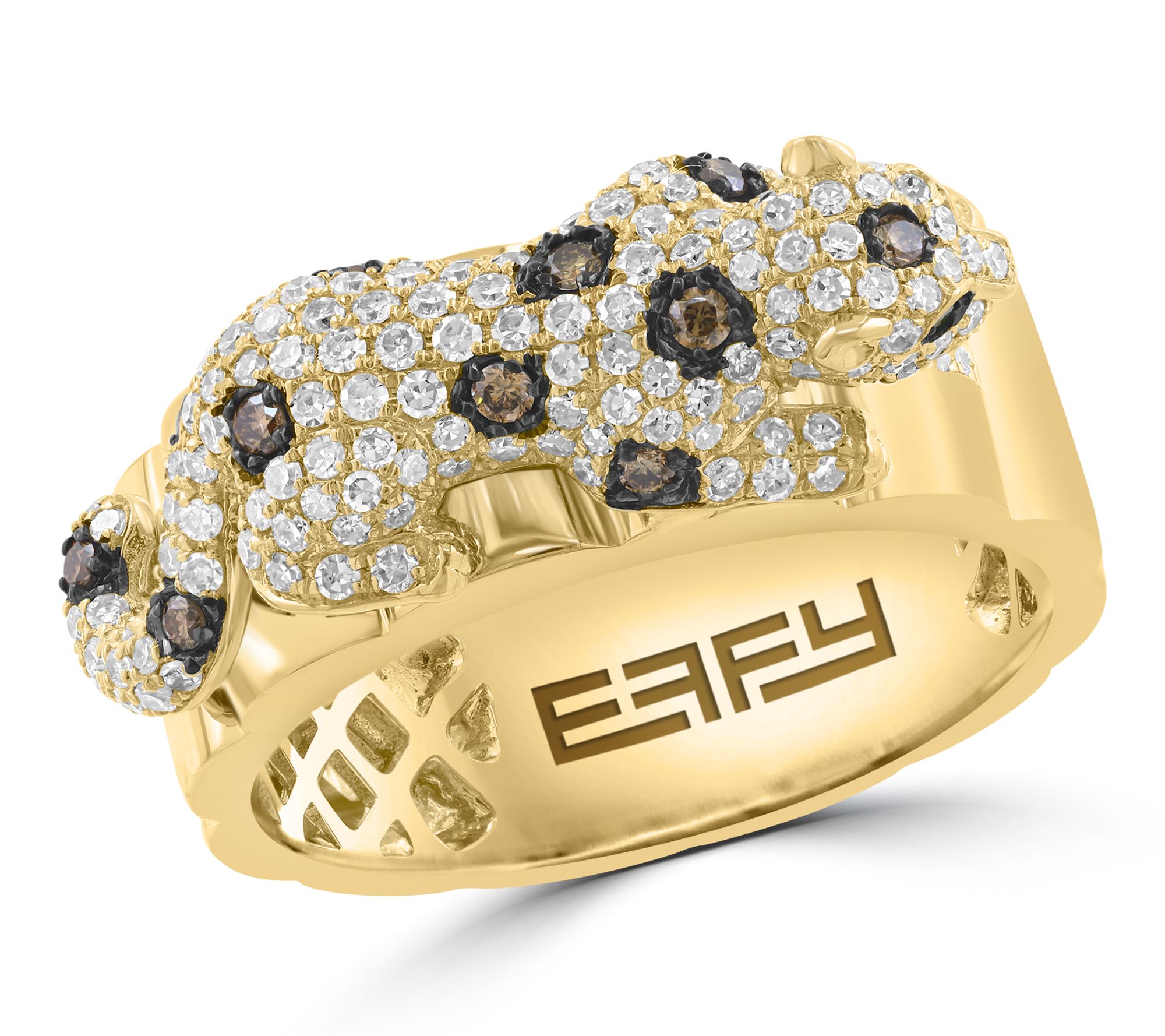 Effy Espresso, White Diamond & Tsavorite Panther Ring, 14K