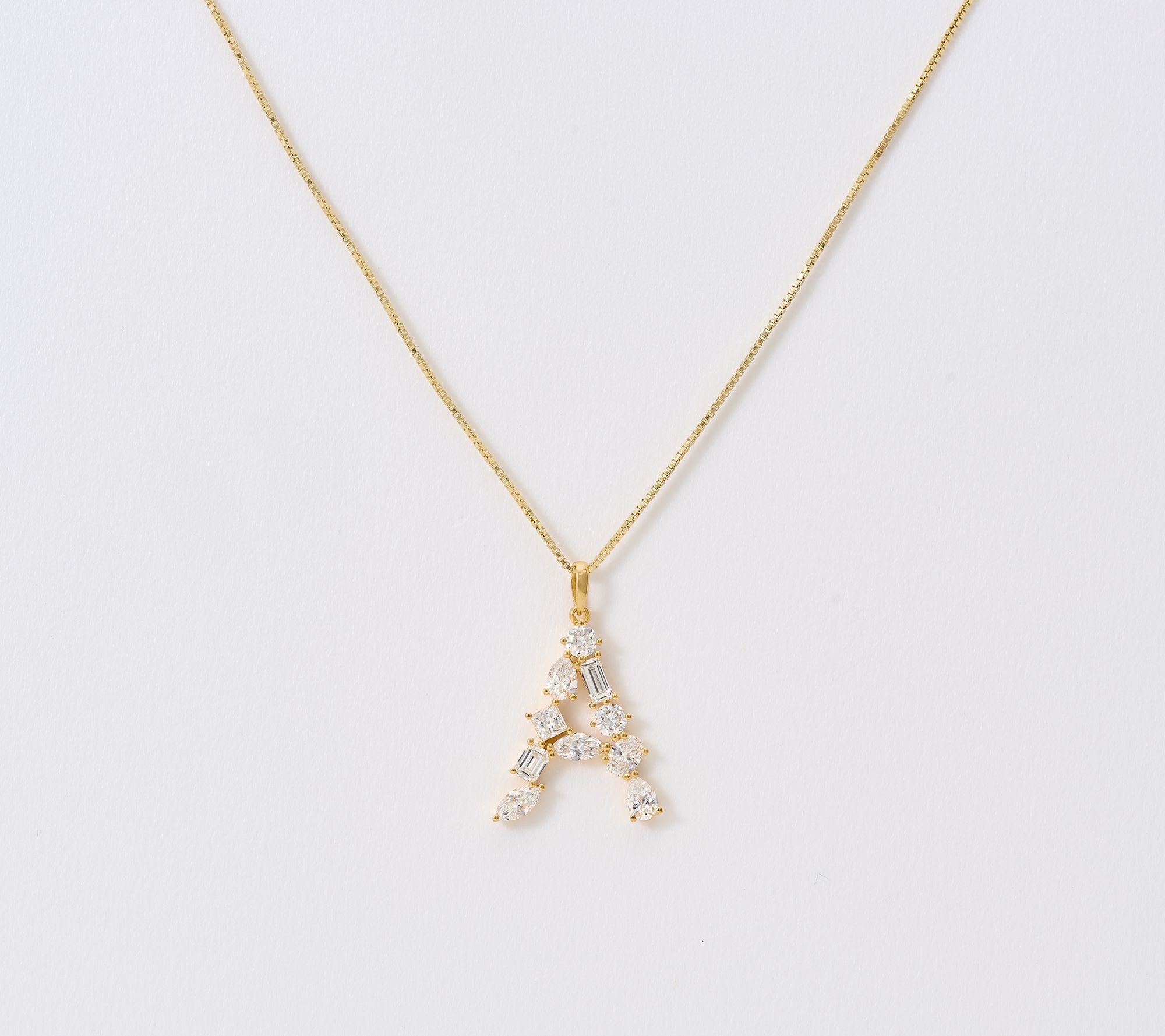 Fire Light Lab Grown Diamonds 1.00 cttw Fancy Shape Initial Necklace Yellow