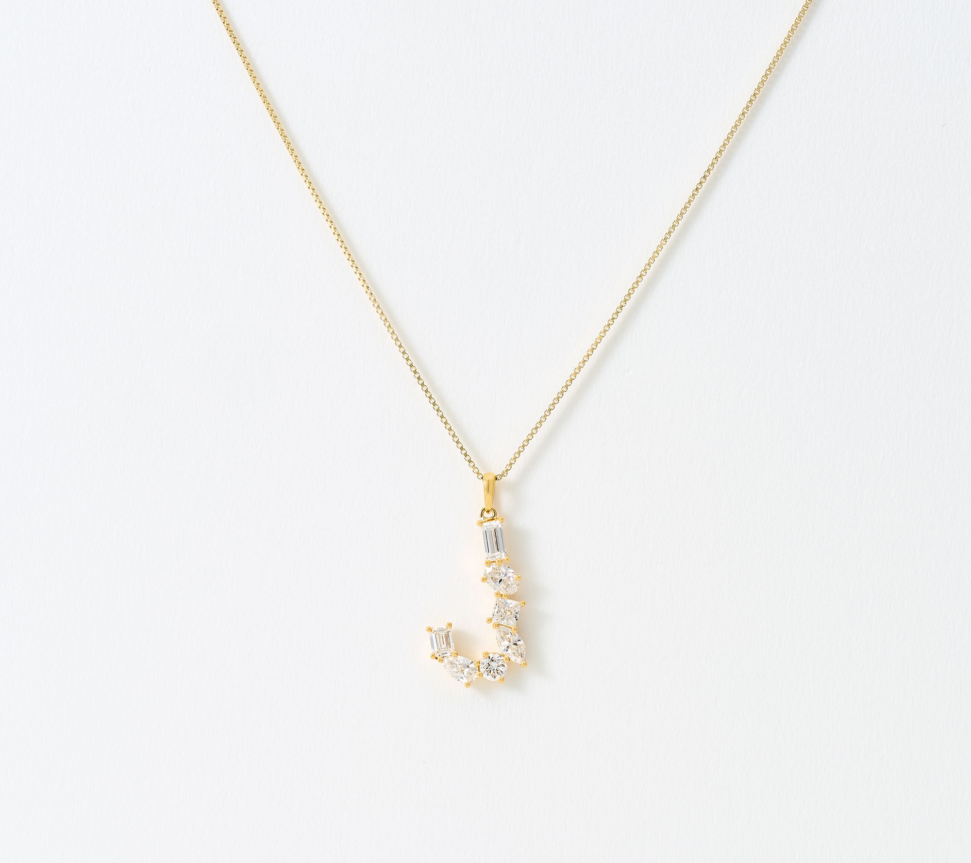 Fire Light Lab Grown Diamonds 1.00 cttw Fancy Shape Initial Necklace Yellow