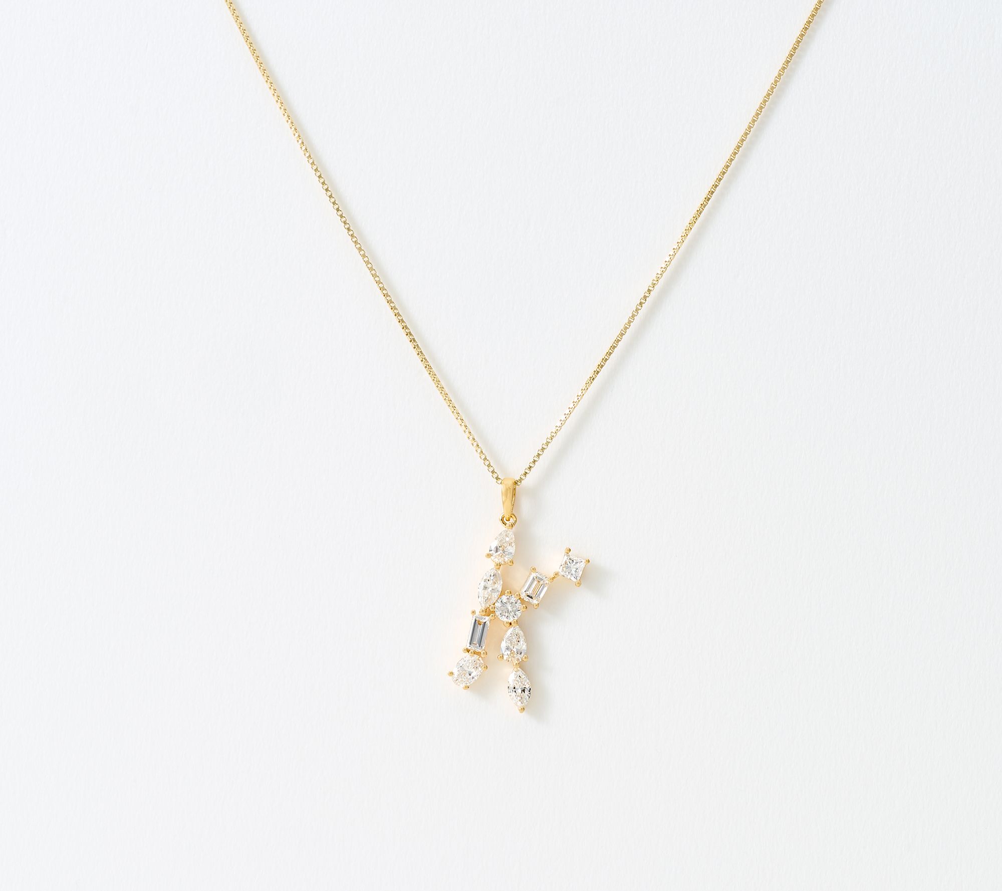 Fire Light Lab Grown Diamonds 1.00 cttw Fancy Shape Initial Necklace Yellow