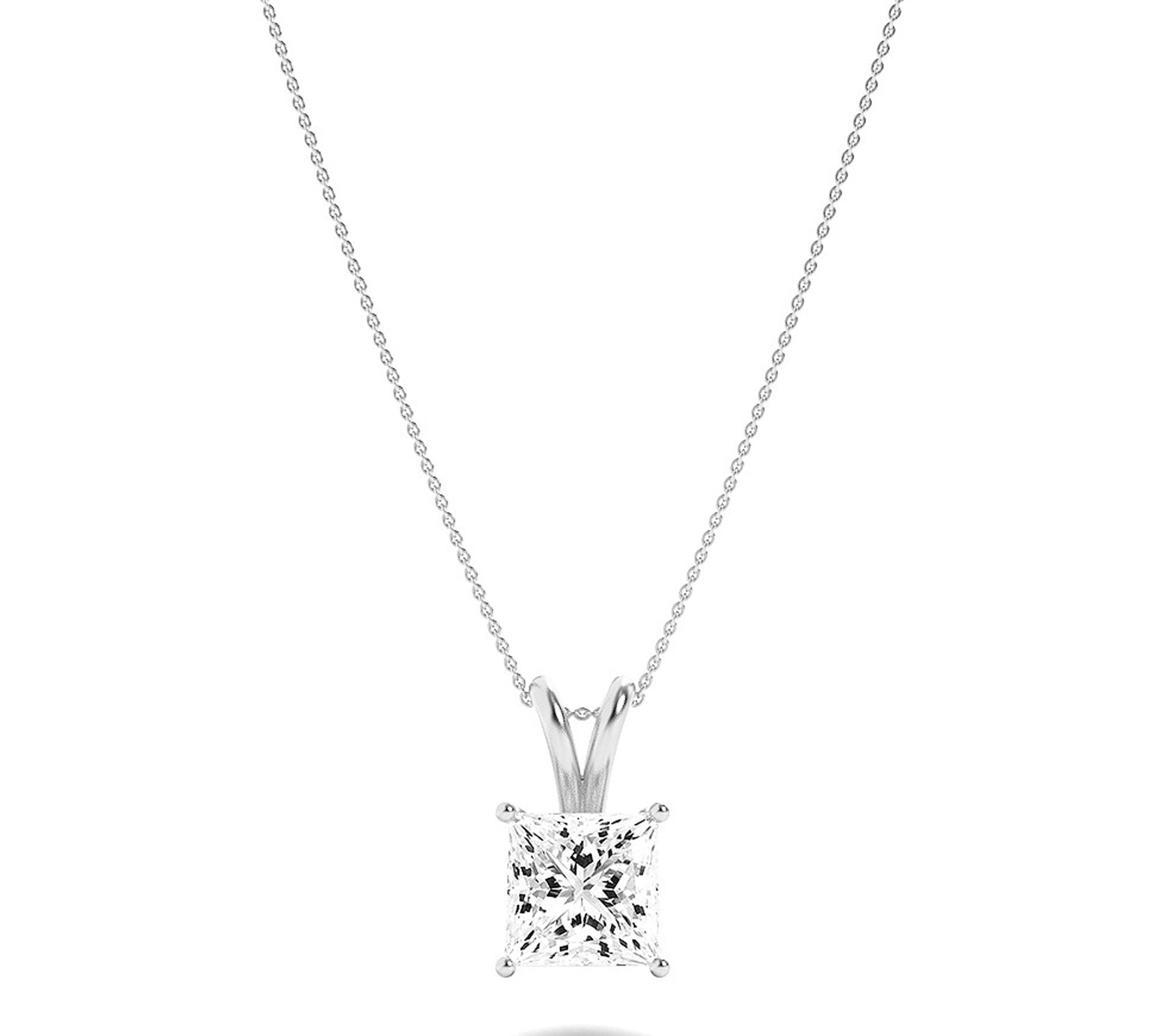 Fire Light 1.00 cttw Lab Grown Diamond PrincessNecklace, 14K