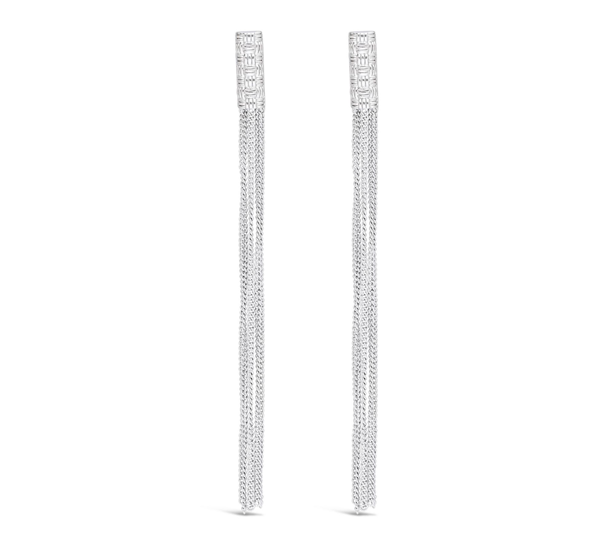 Ariva Sterling Silver Long Chain Tassel Earrings