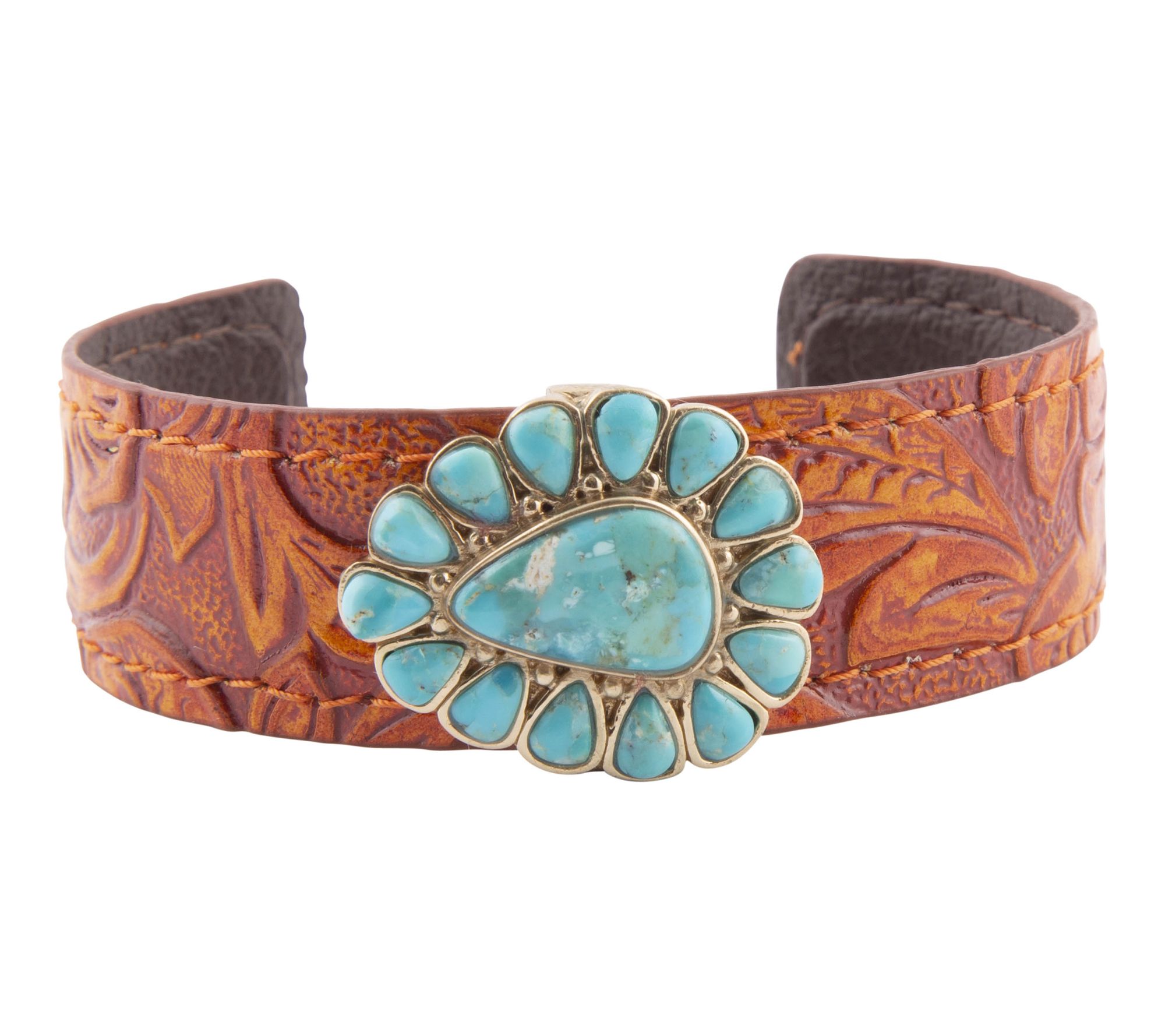 Barse Artisan Crafted Turquoise Leather Cuff Bracelet