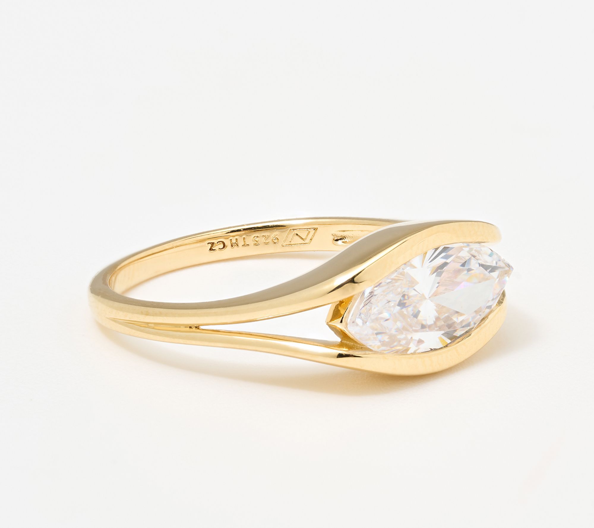 Diamonique East West Marquise Ring, Sterling Silver