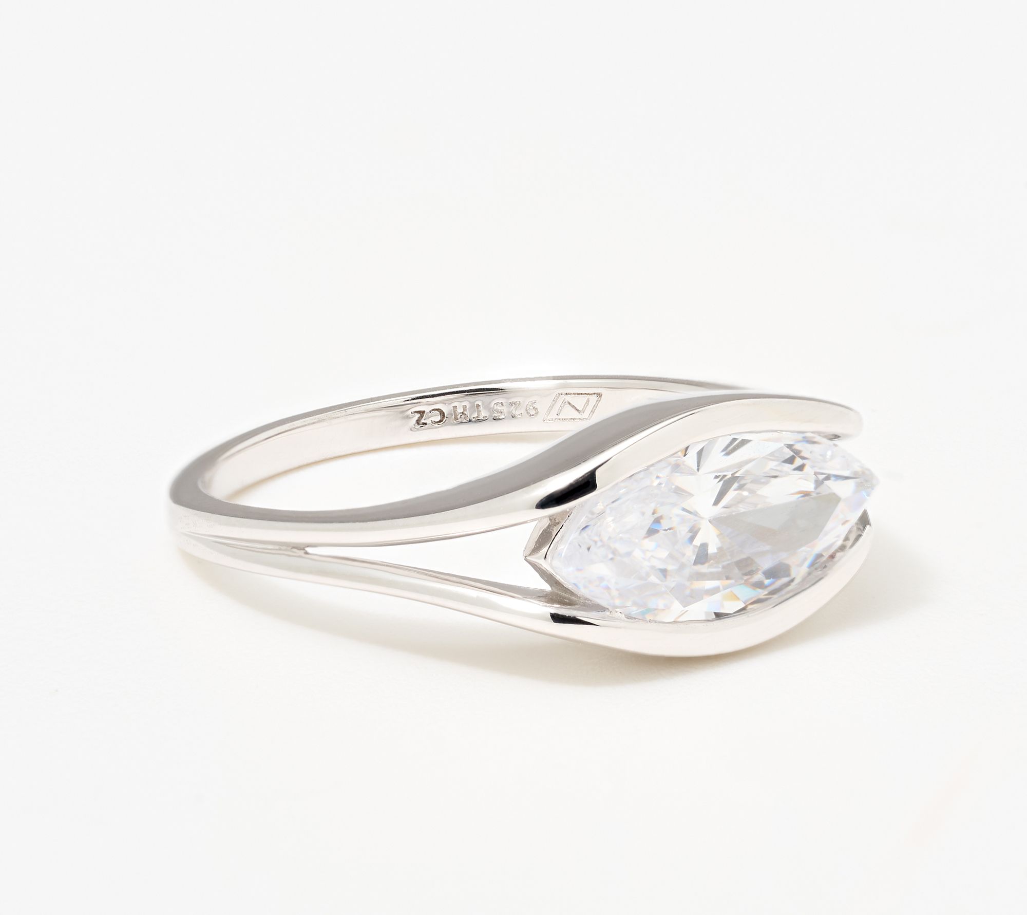 Diamonique East West Marquise Ring, Sterling Silver