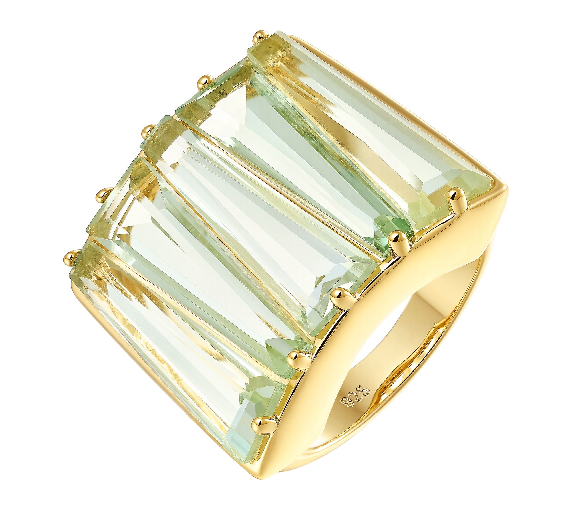 Affinity Gems Prasiolite Cocktail Ring, 14K Gold Plated