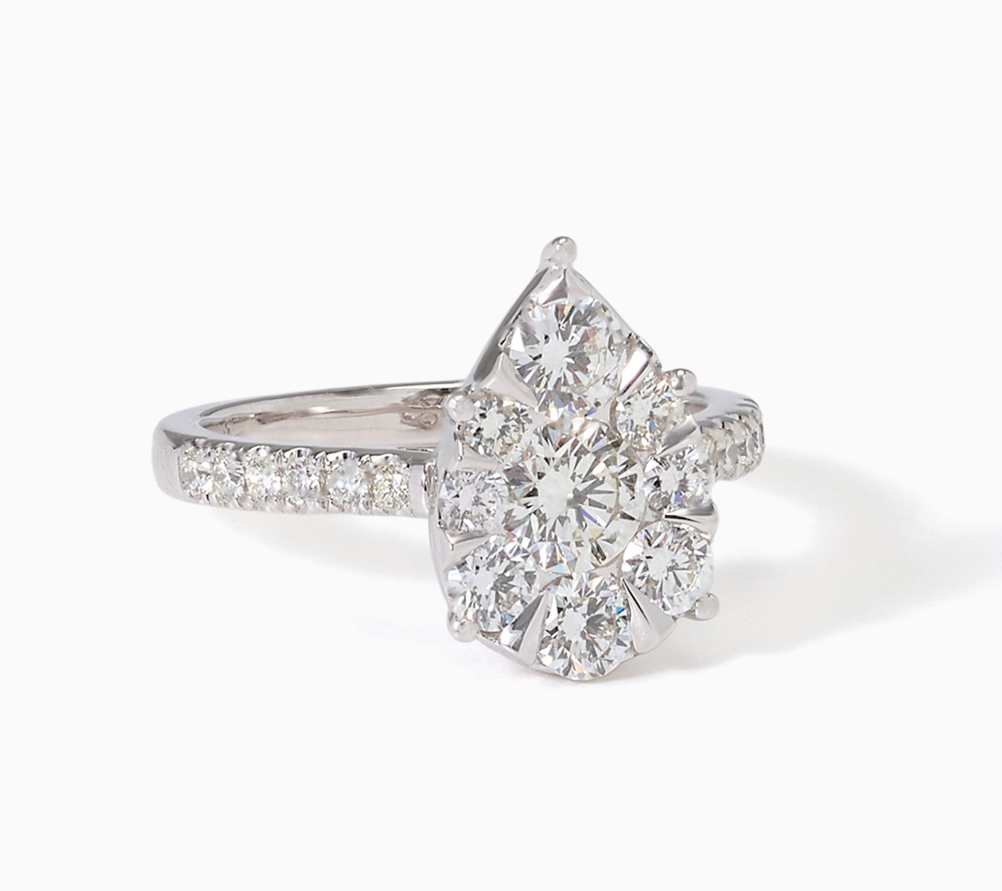 John Digangi VS Diamonds 1.50 cttw Pear Frame Round Cut Ring, Platinum