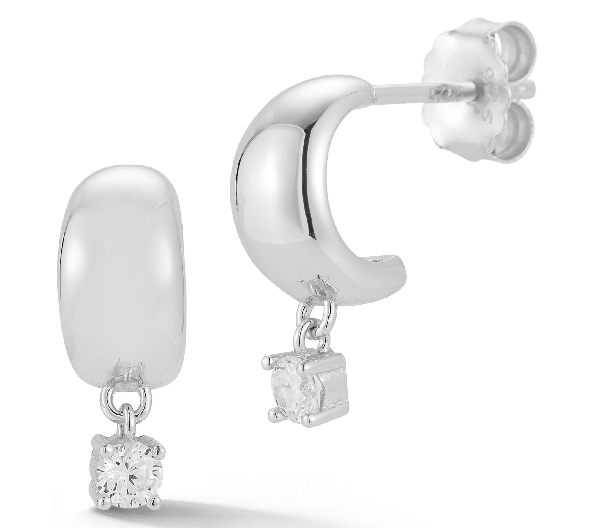 Sterlina Silver Dainty Hoop Drop Earrings, Sterling