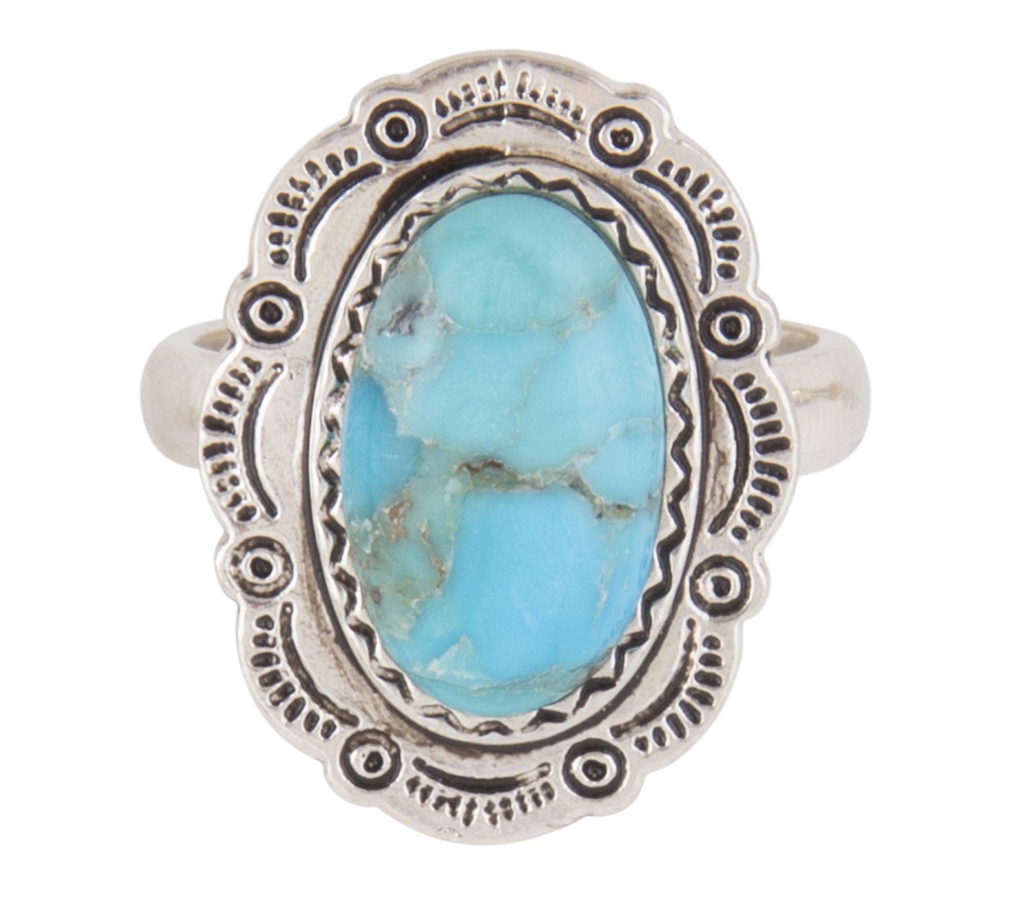 Barse Artisan Crafted Bronco Blue Turquoise Concho Ring