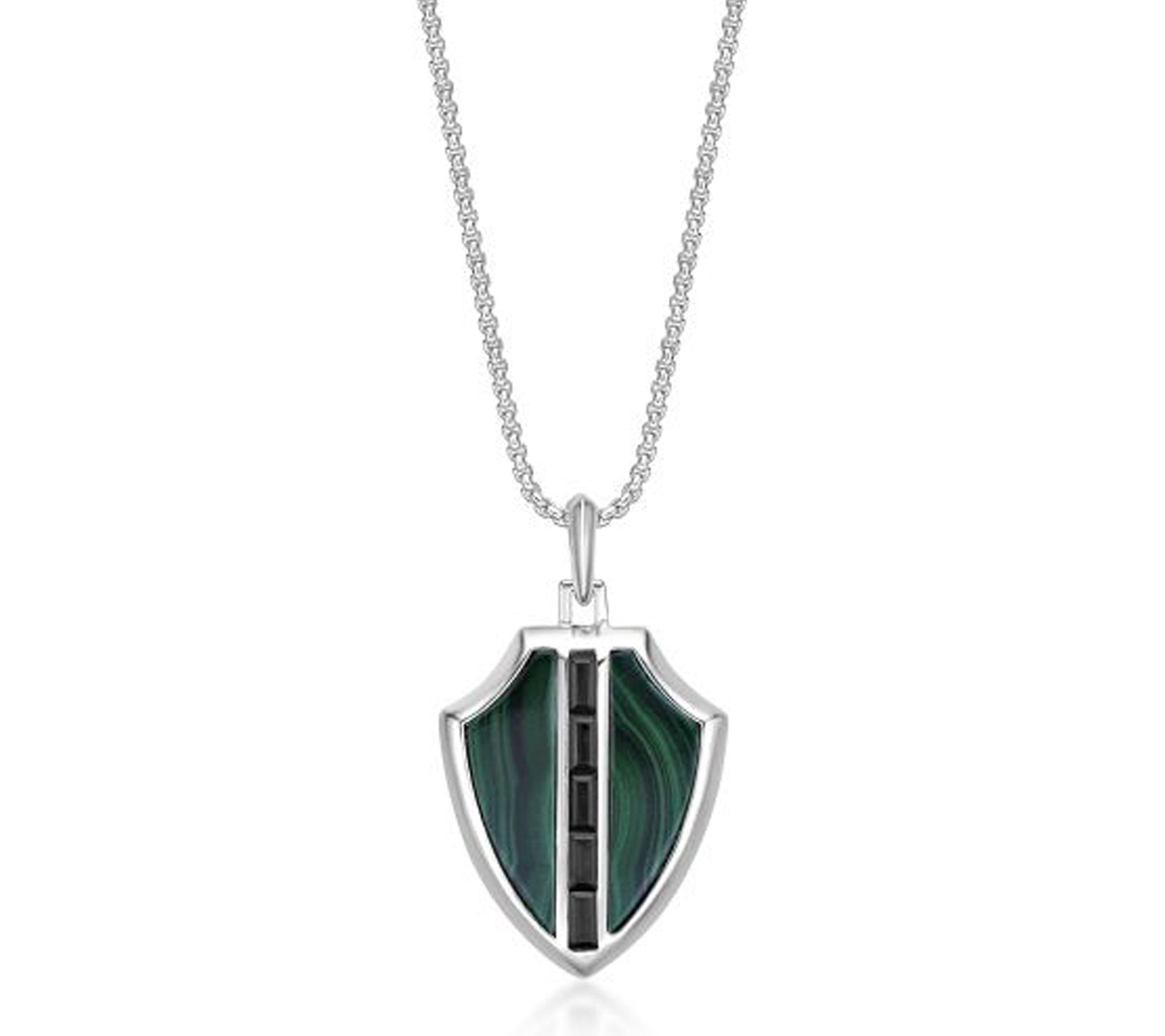 LYNX Men's Multi-Gemstone Crest Pendant w/ Chain, Sterling