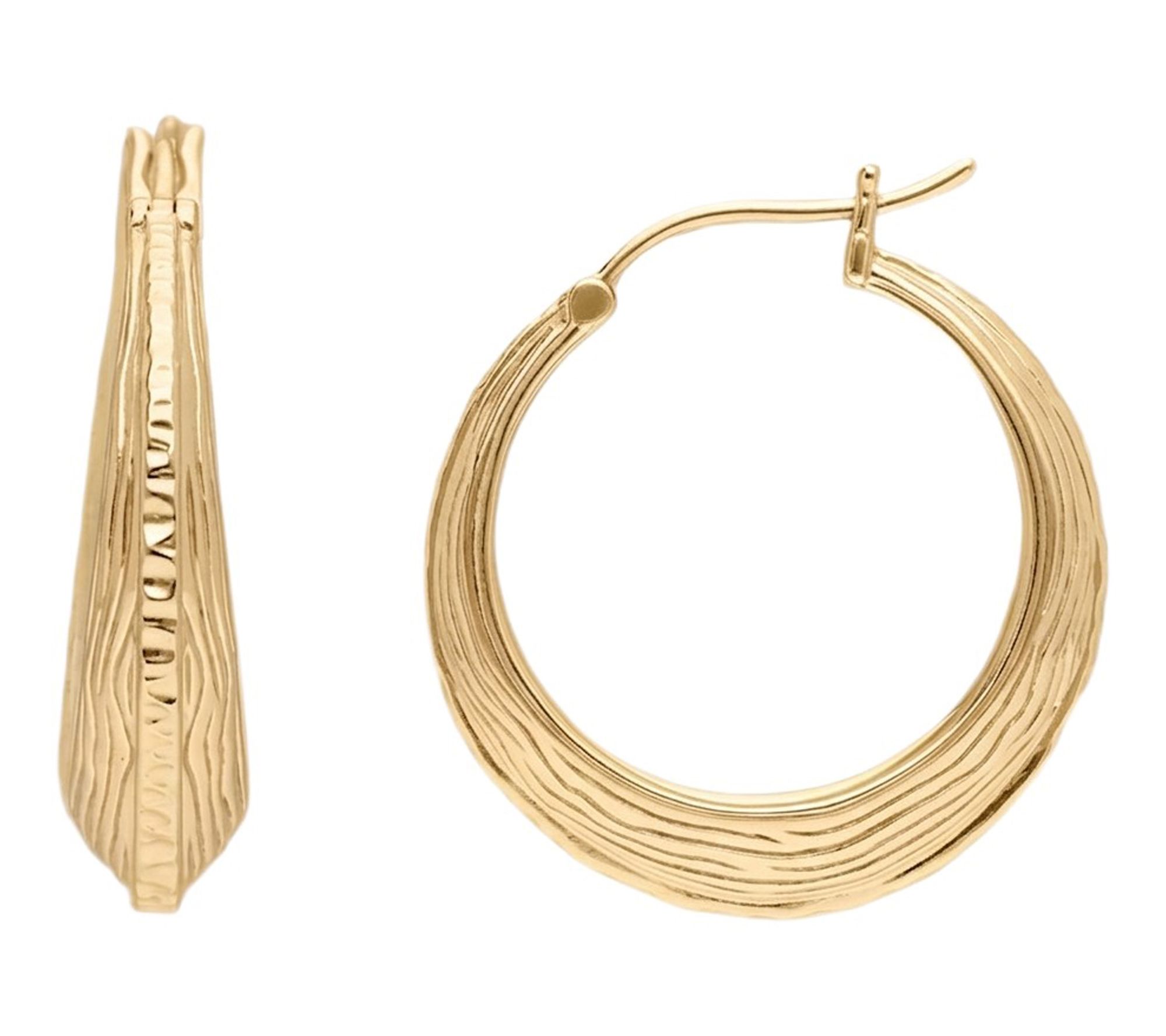 Ariva Sterling 18K Clad Textured Goddess Hoop Earrings