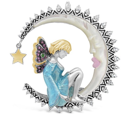 Barbara Bixby Sterling Silver & 18K Gemstone Fairy Pin/Pendant