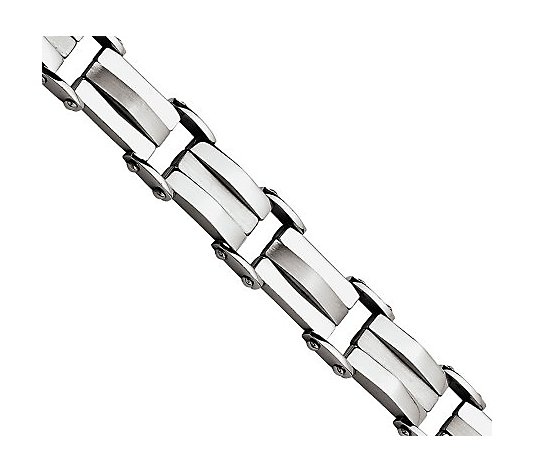 Steel by Design Men's 8-1/2" Polished & Satin Link Bracelet