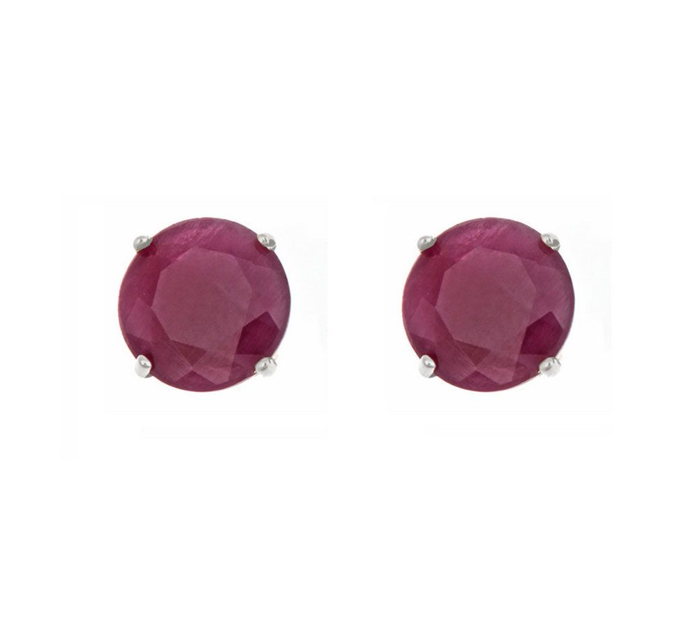 5mm Round Precious Gemstone Stud Earrings,14K White Gold