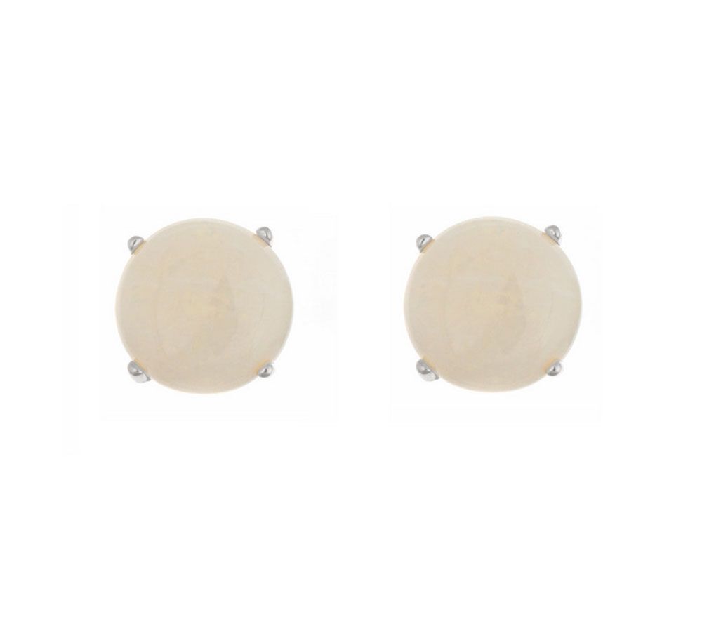 5mm Round Precious Gemstone Stud Earrings,14K White Gold