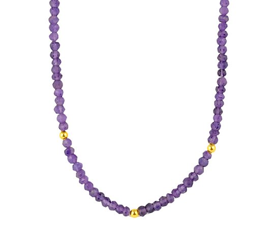 14K Gold-Plated Sterling and Gemstone  Bead Necklace, 32"