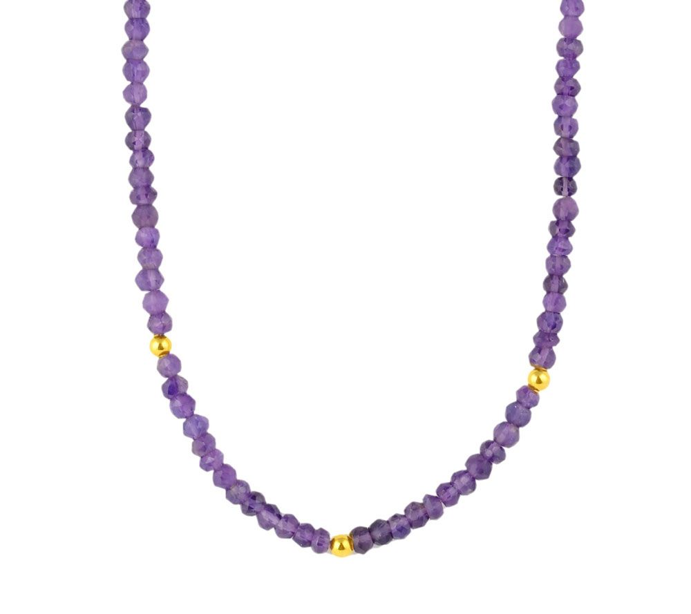 14K Gold-Plated Sterling and Gemstone  Bead Necklace, 32"