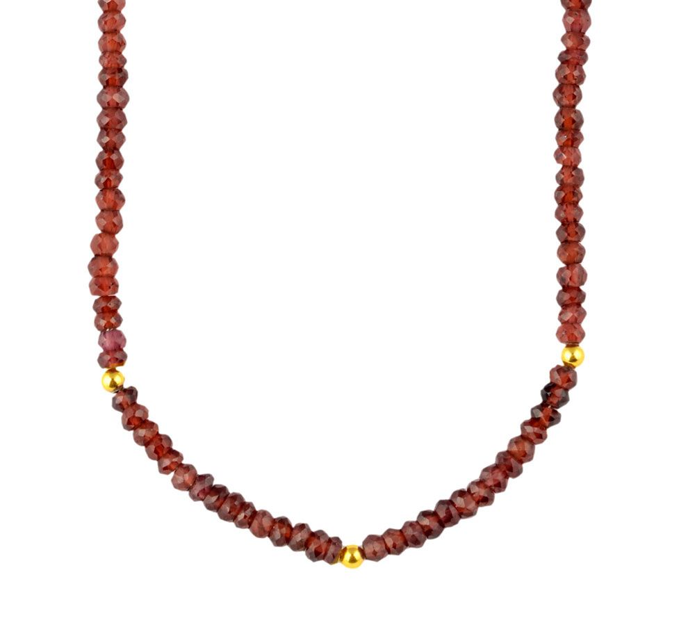 14K Gold-Plated Sterling and Gemstone  Bead Necklace, 32"