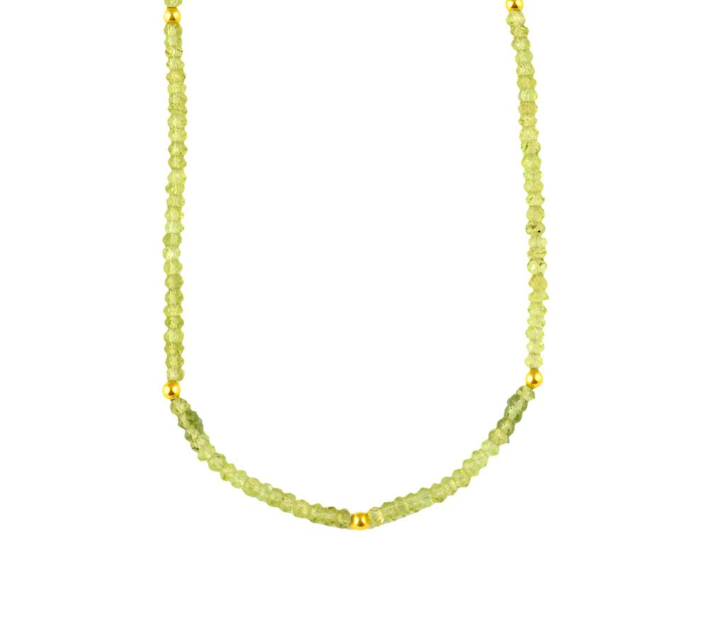 14K Gold-Plated Sterling and Gemstone  Bead Necklace, 32"