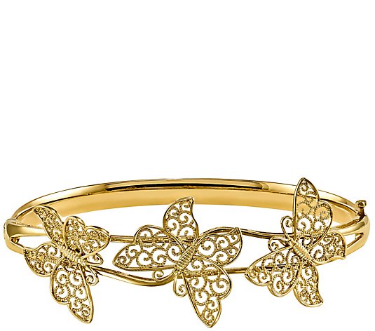 14K Gold Butterfly Hinged Bangle, 9.9g