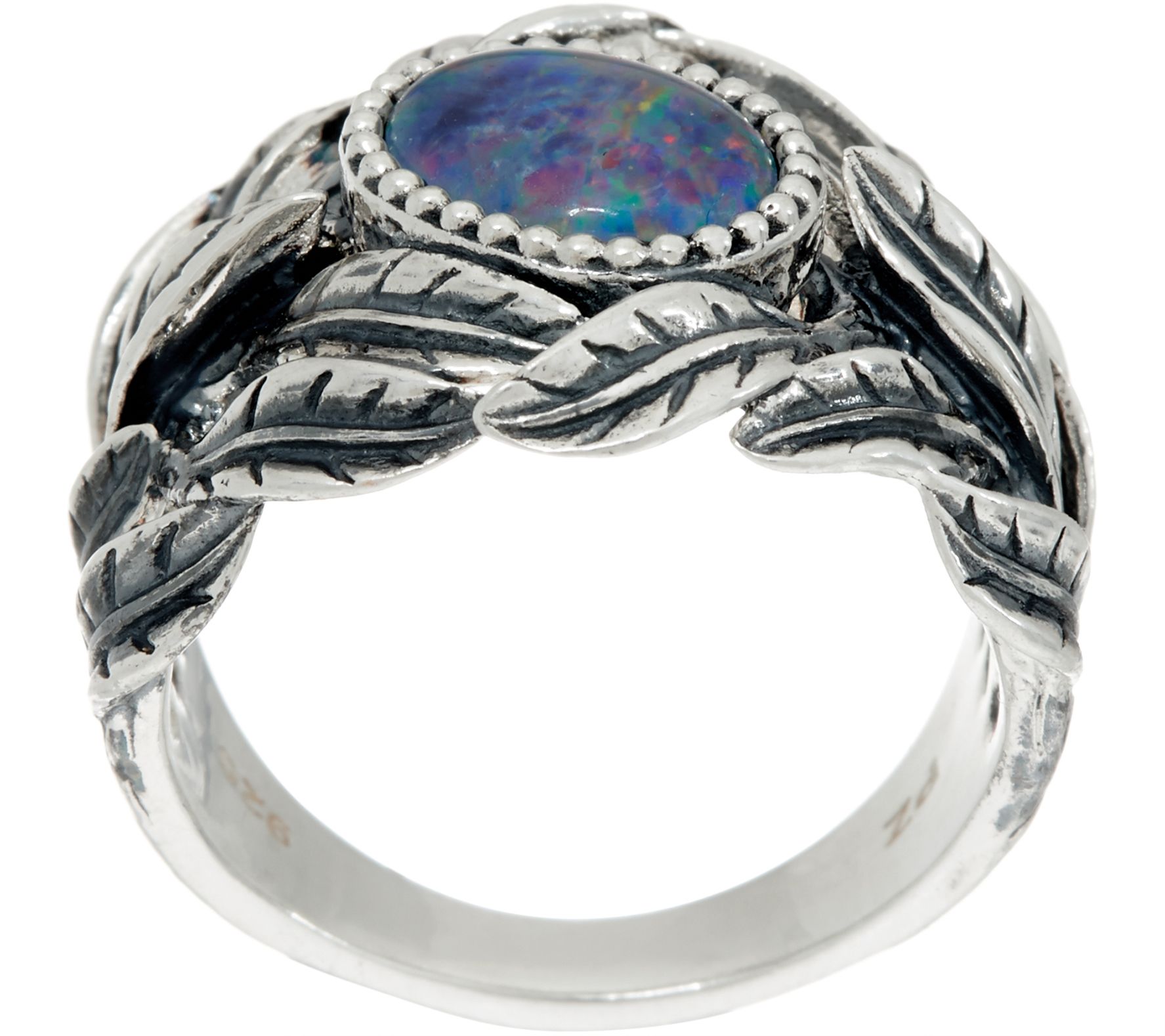 Or Paz Sterling Silver Australian Opal Triplet Leaf Ring - QVC.com