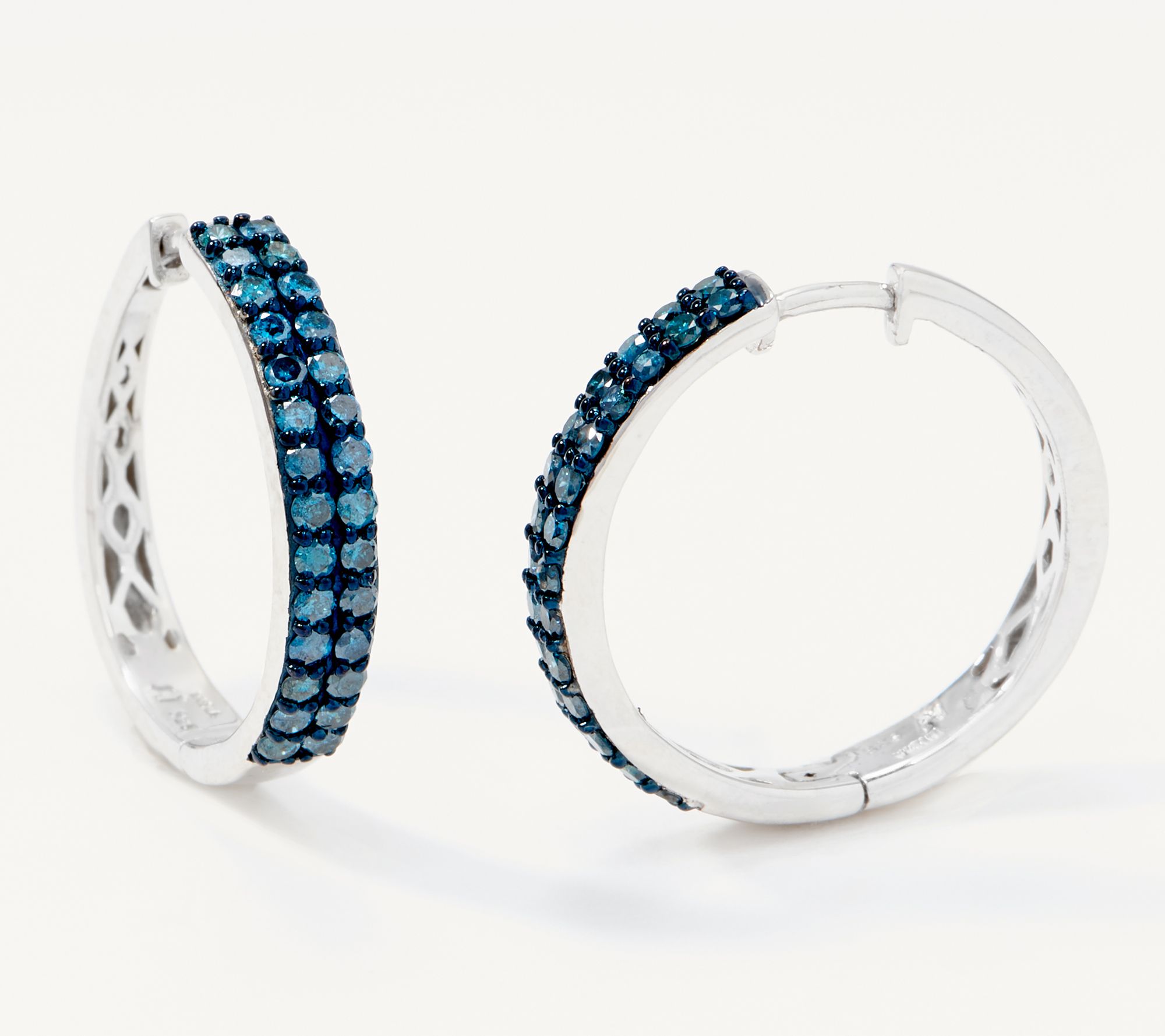 Affinity Sterling Silver Colored Diamond Hoop Earrings, 1.00 cttw