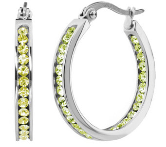 Steel by Design Crystal Inside-Out Hoop Earrings - J367125