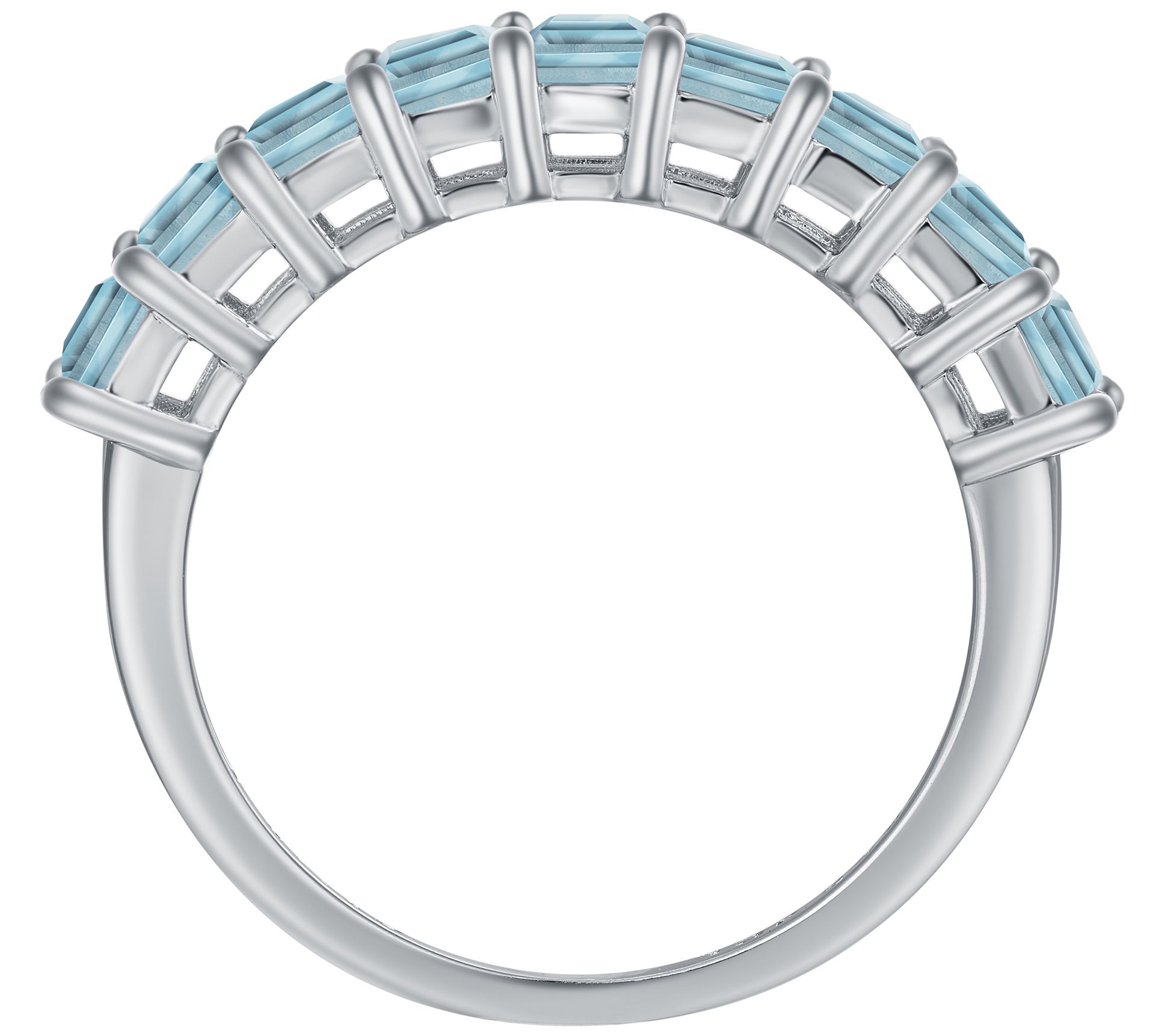Sterling Silver Princess-Cut Gemstone Band Ring - QVC.com