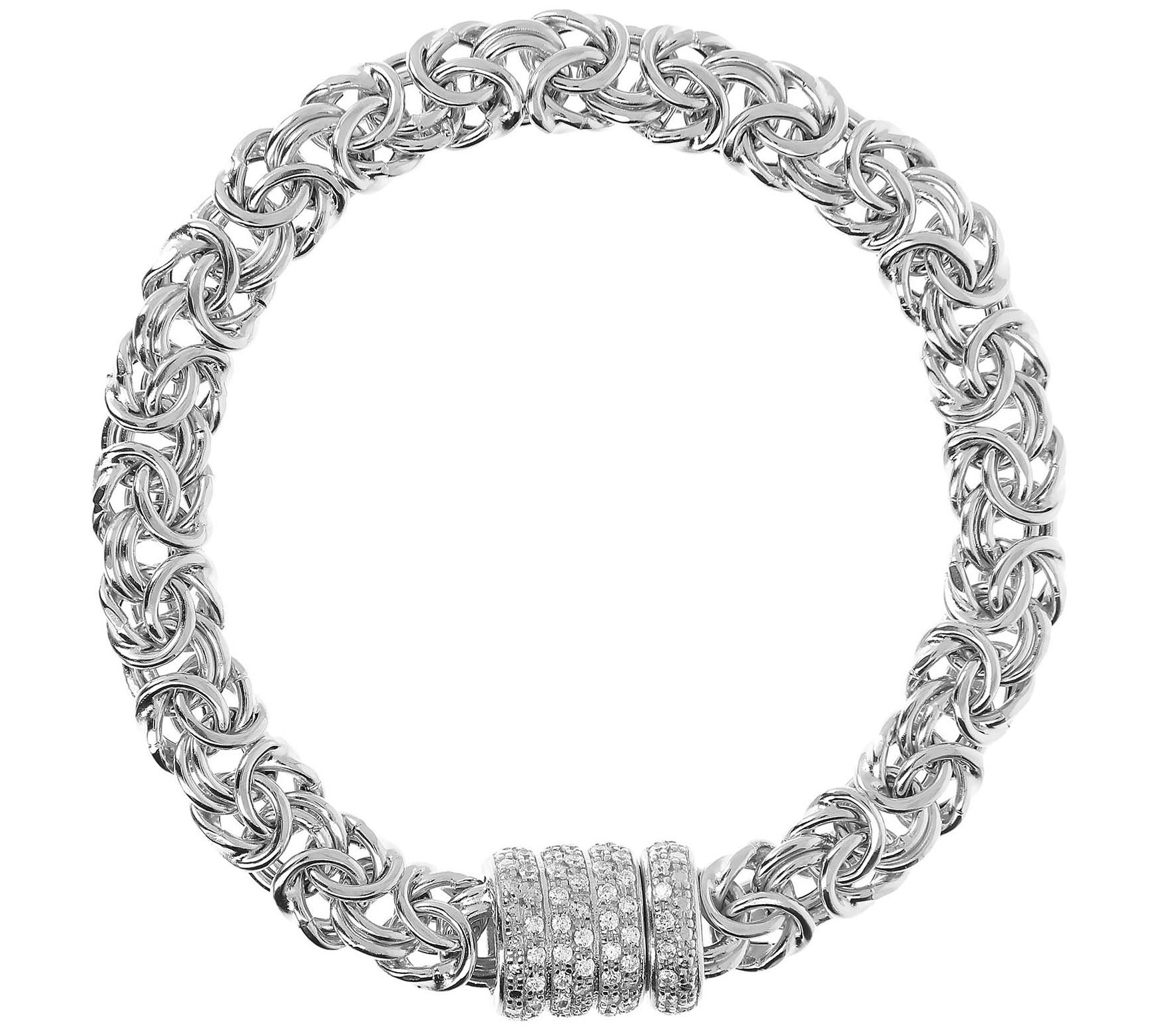 Italian Silver 5.40 cttw Diamonique Byzantine Bacelet