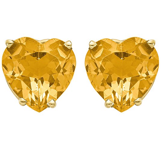 14K Heart Shaped Gemstone Post Earrings