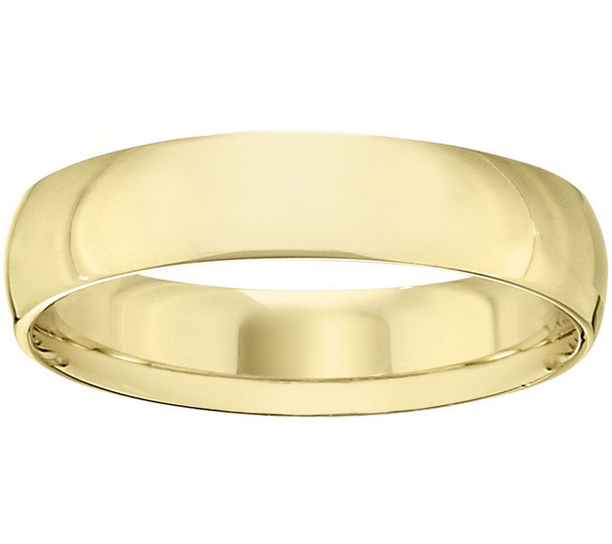 Women's 14K Yel low Gold 5mm Ha lf Round Weddin g Band