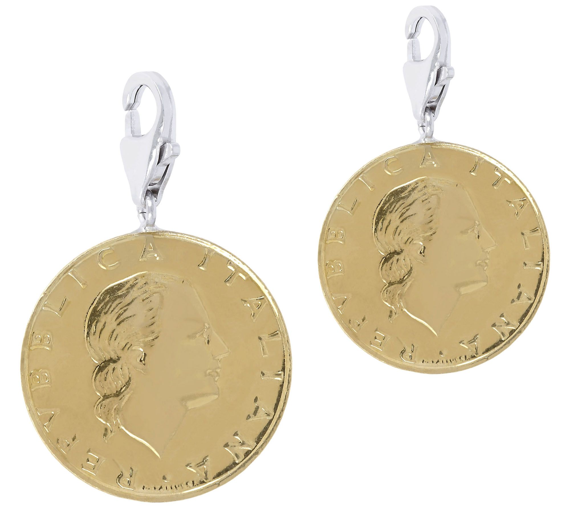 My Lira Set of 2 200-Lire Coin Charms, St erlinSilver
