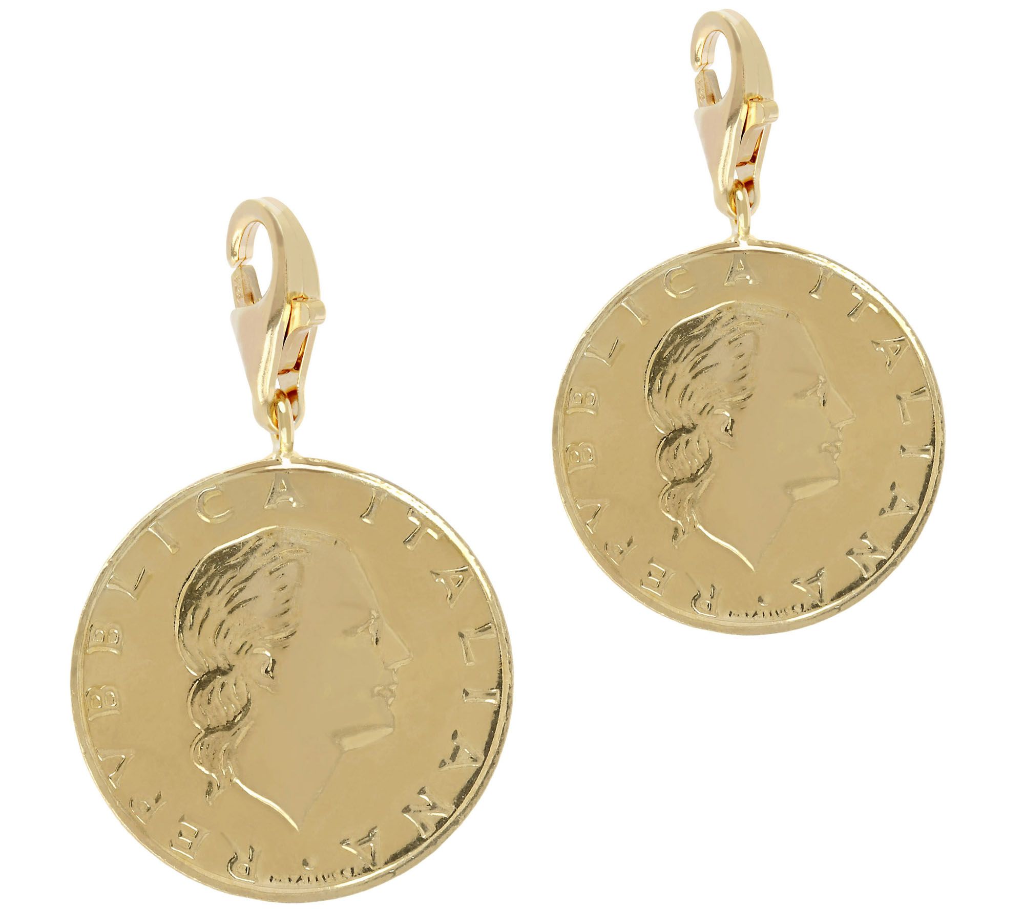 My Lira Set of 2 200-Lire Coin Charms, St erlinSilver