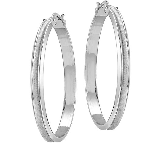 Sterling Satin & Polished Hoop Earrings by Silver Style